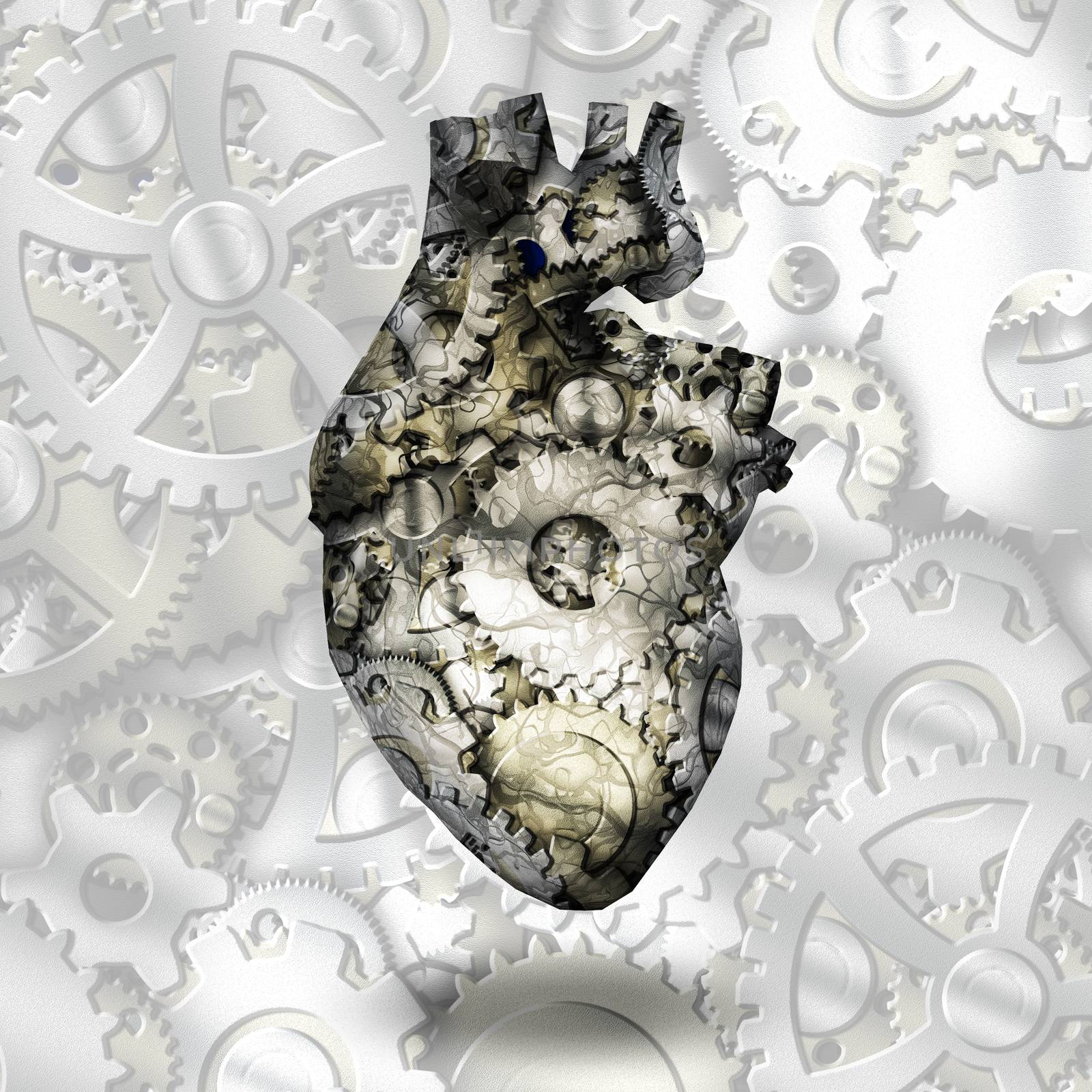 Human heart gears. 3D rendering