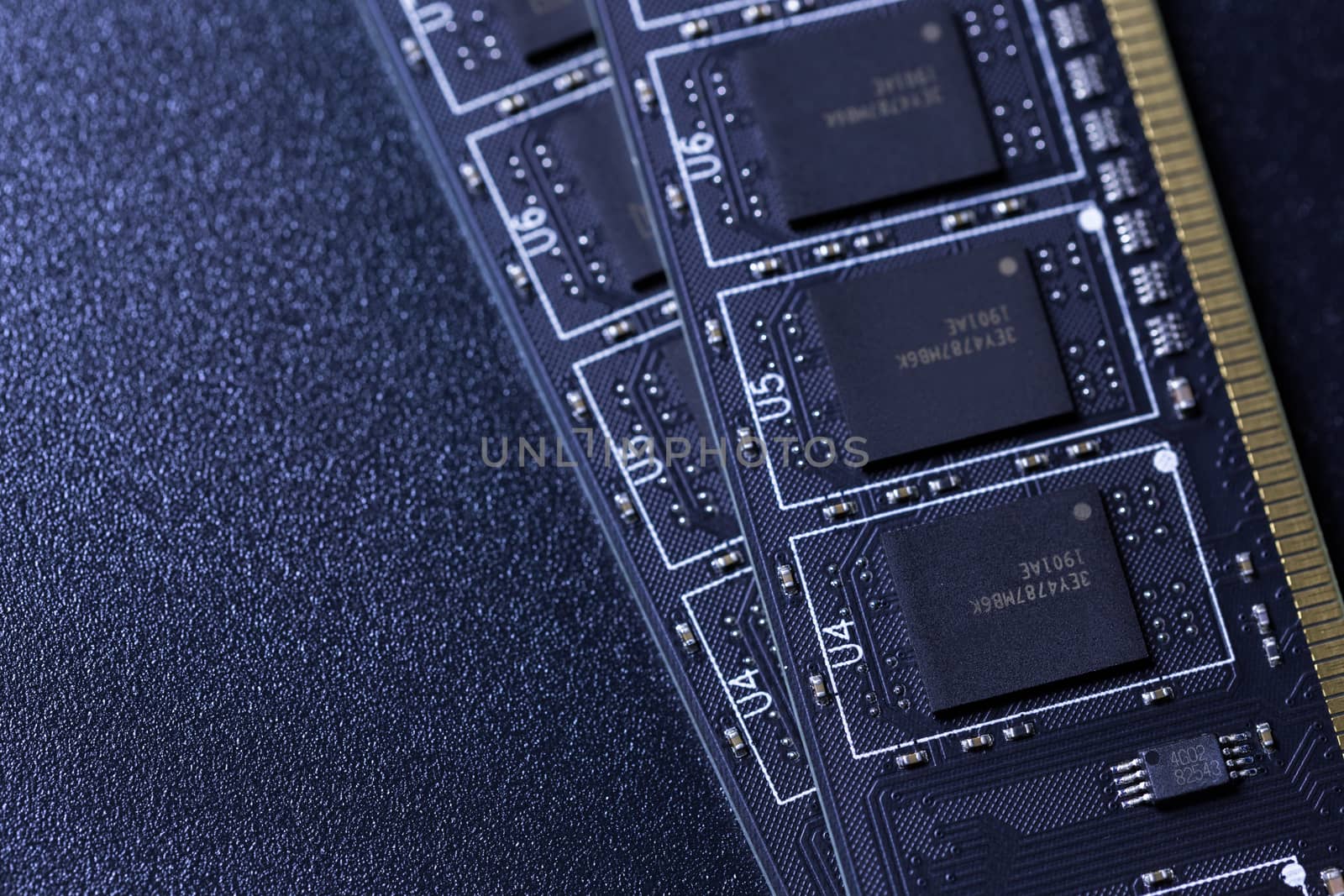 black pc memory universal dark cloesup background with selective focus.