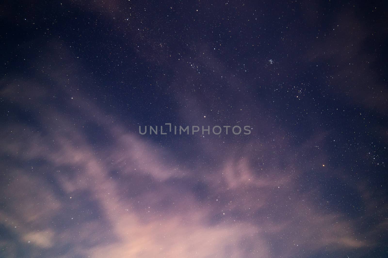 natural starry sky and motion blurred clouds background without montage.