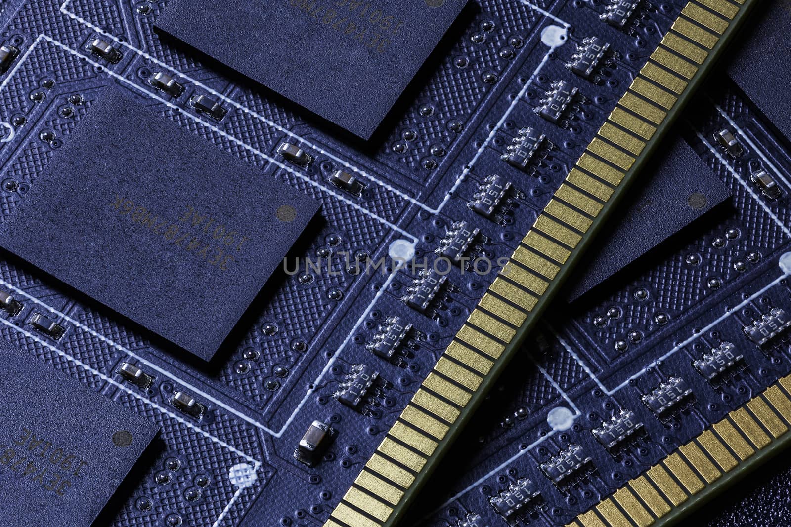 black pc memory universal dark cloesup background with selective focus.