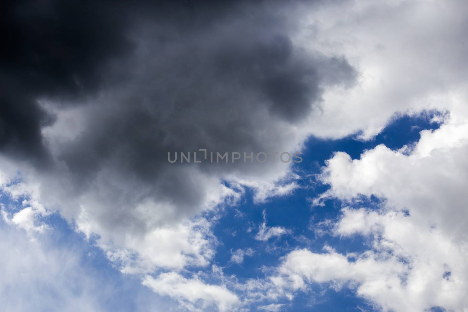 incoming storm close-up cloudscape at march daylight in continental europe.