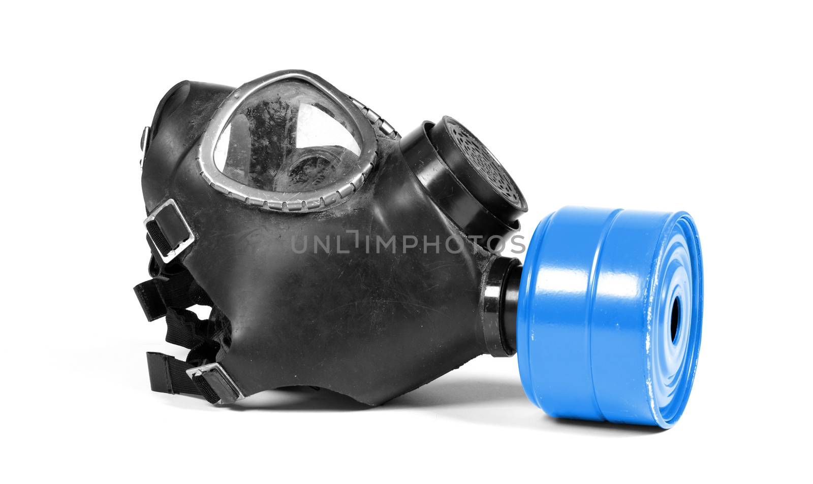 Vintage gasmask isolated on a white background - Blue filter