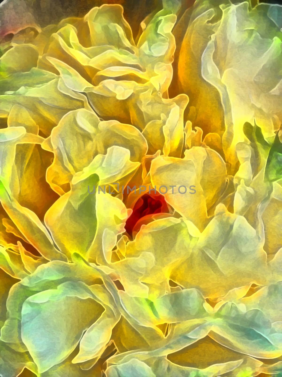 Yellow flowers. Modern abstract art. Vivid colors
