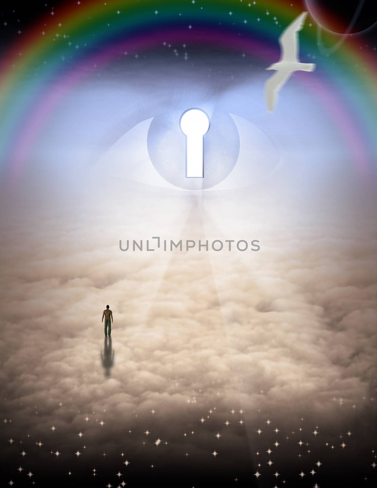 Man confronts his fate. Spiritual composition