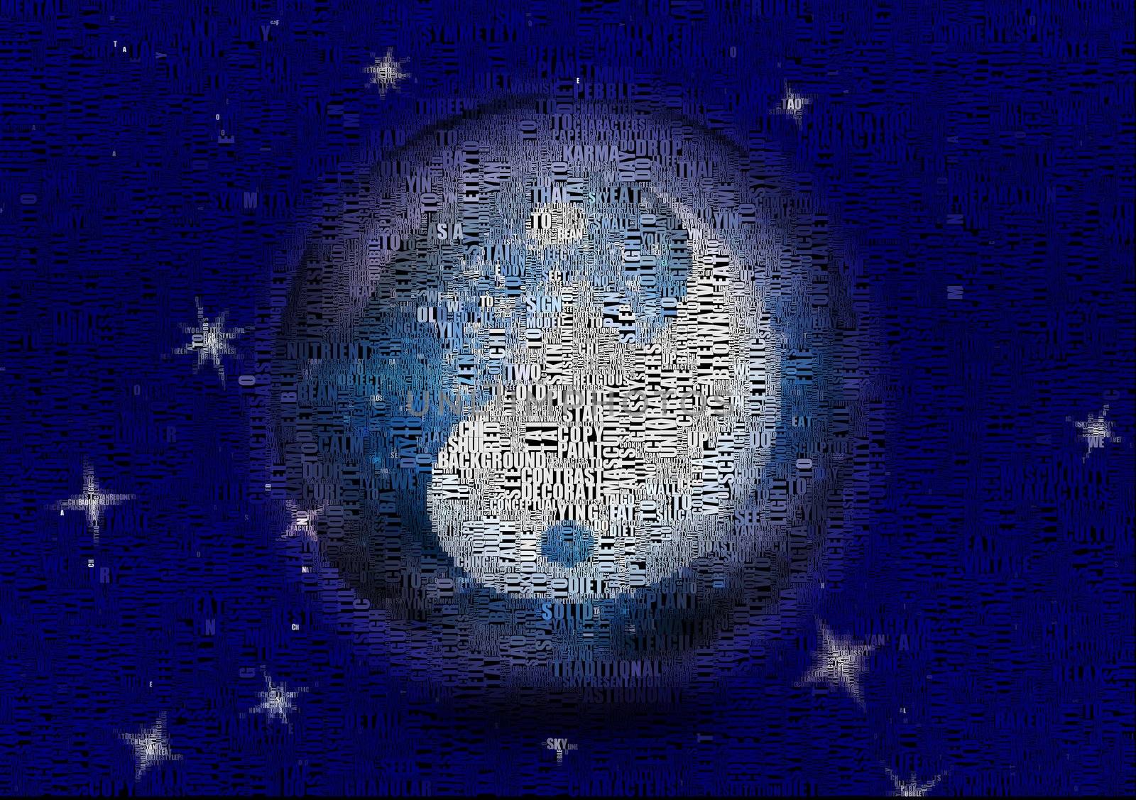 Yin Yang sign. Images composed entirely of words