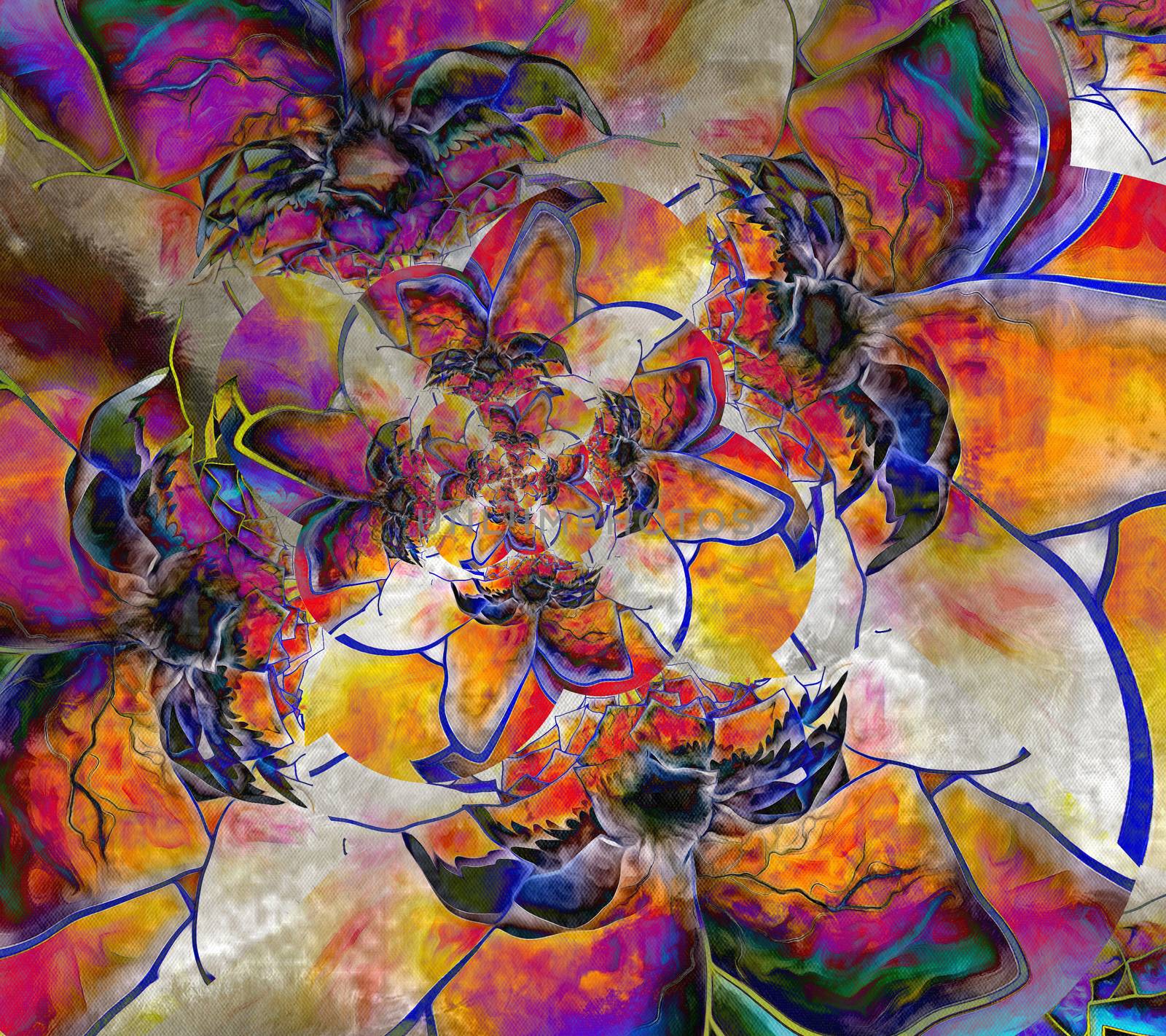 Abstract flower. Vivid colors. 3D rendering