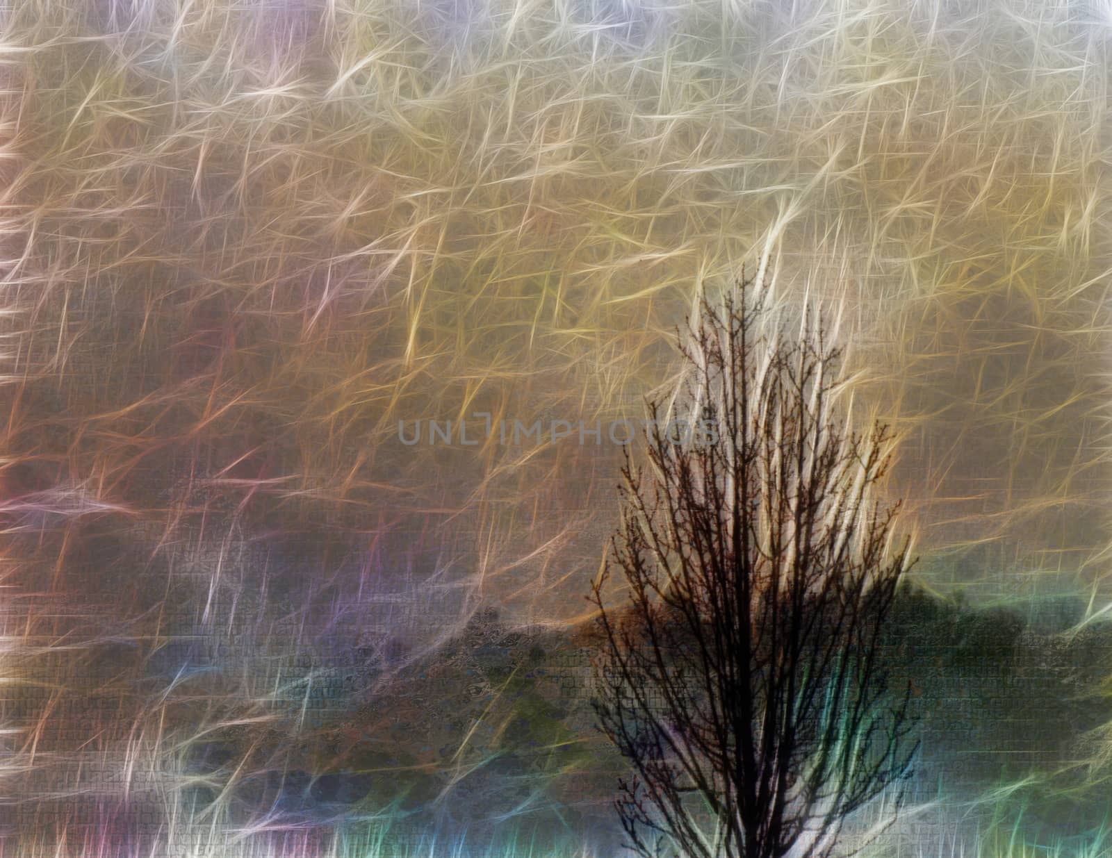 Impressionist autumn scene. 3D rendering