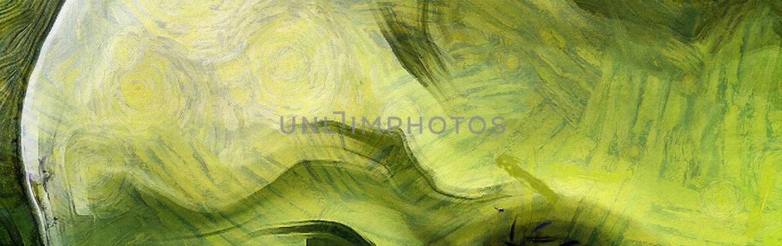 Abstract painting mostly in shades of green