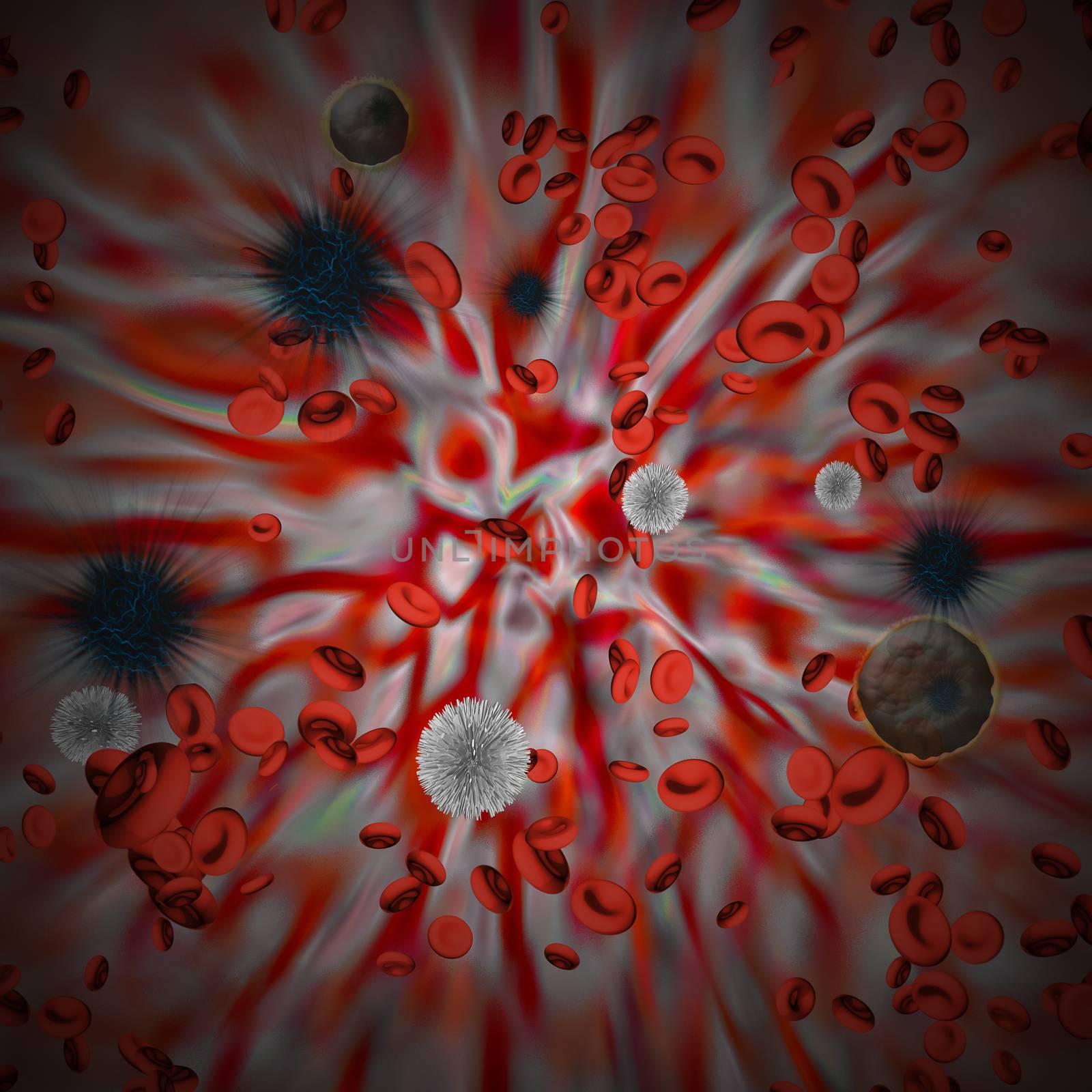 Red blood cells and viruses by applesstock