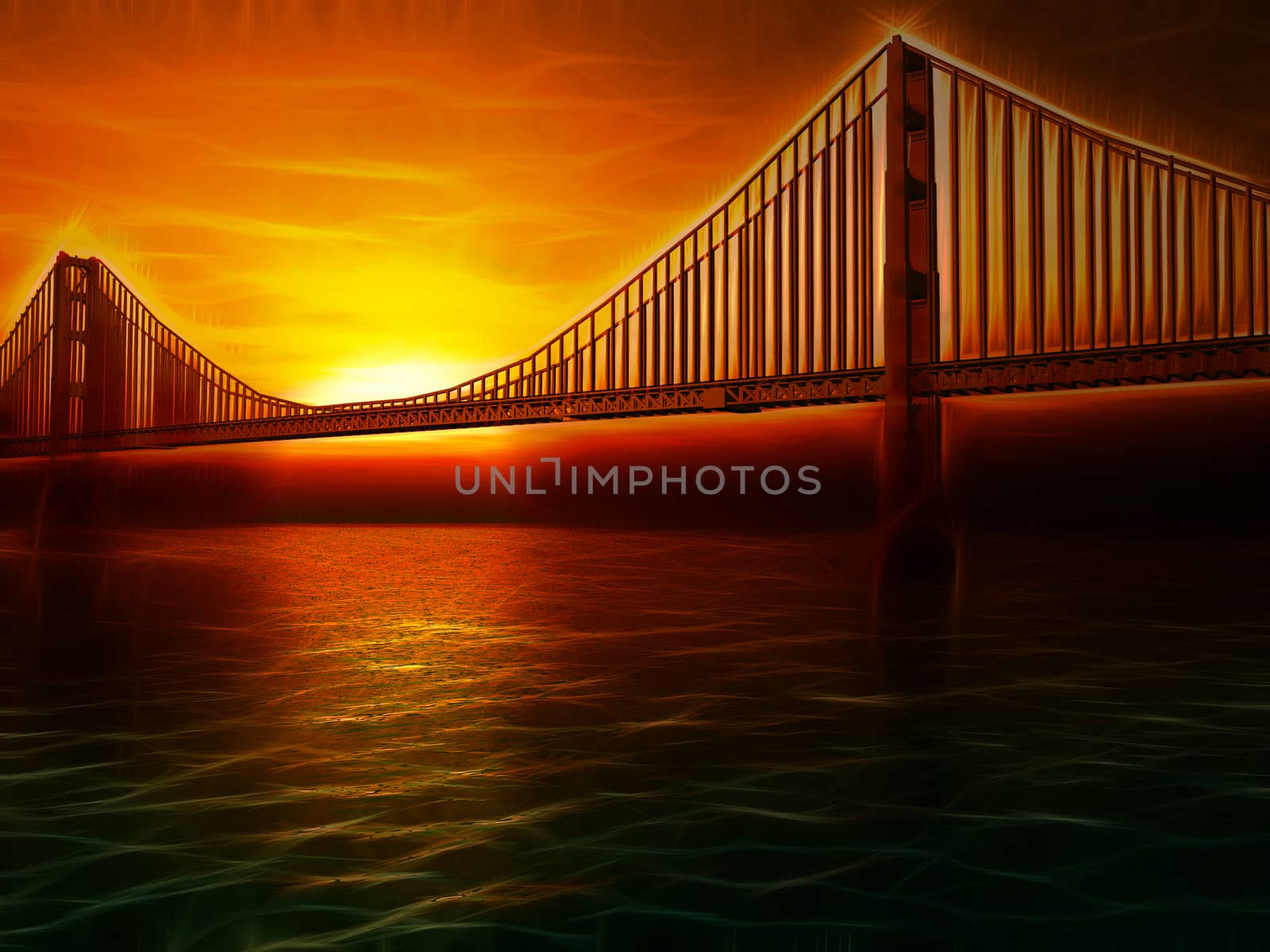 Golden Gate Bridge Painterly Illustration