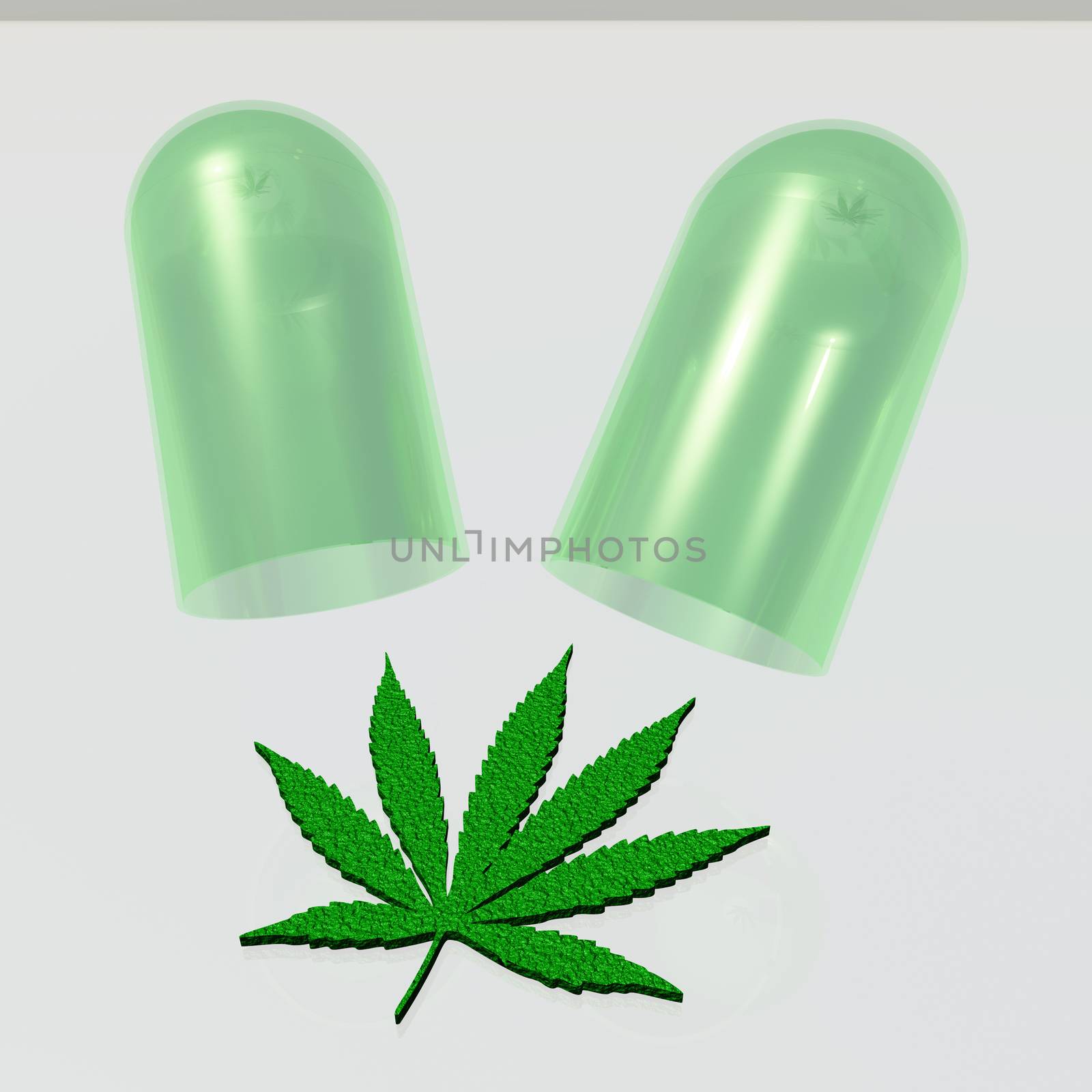 Capsule with Marijuana leaf by applesstock