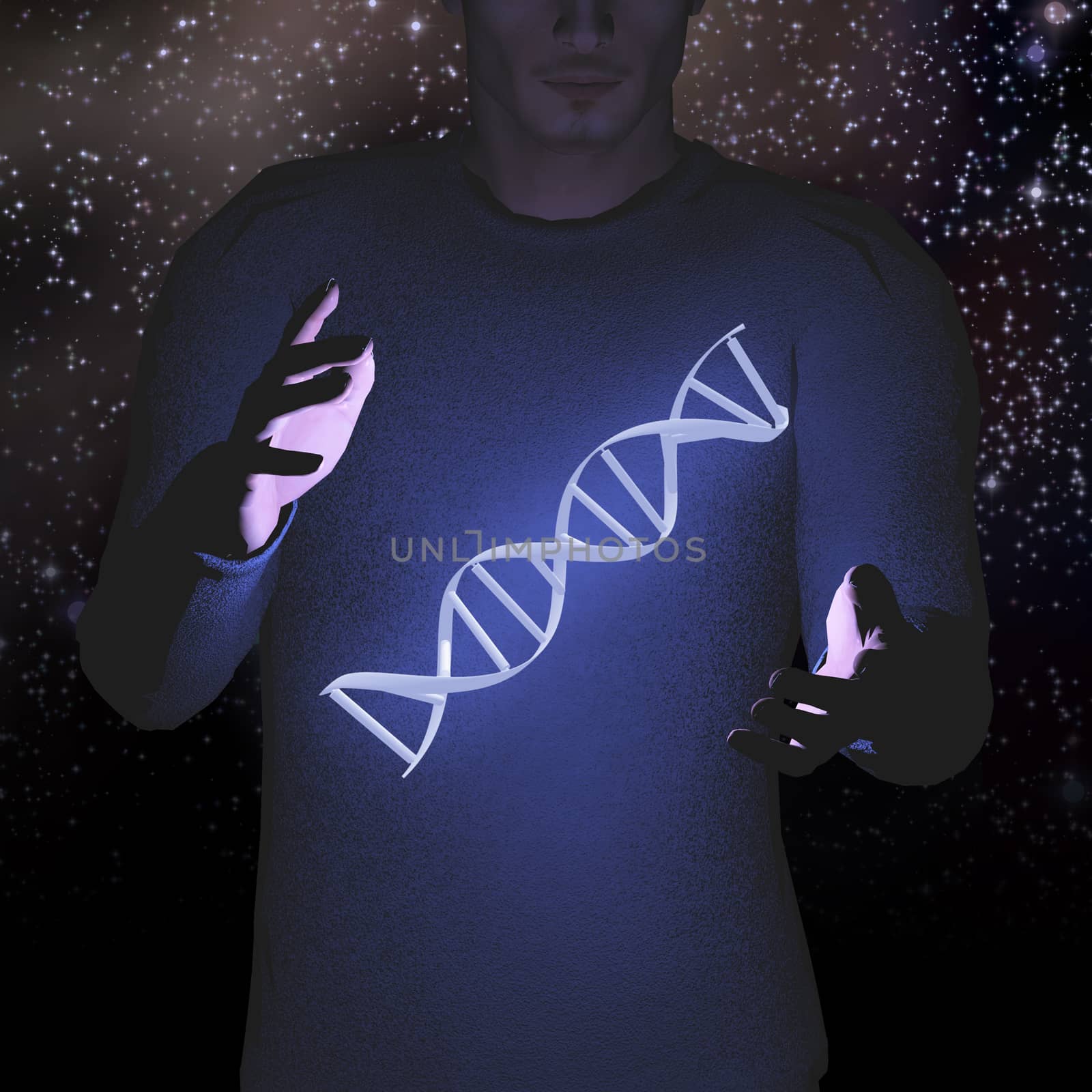 DNA and Stars in Human Hands