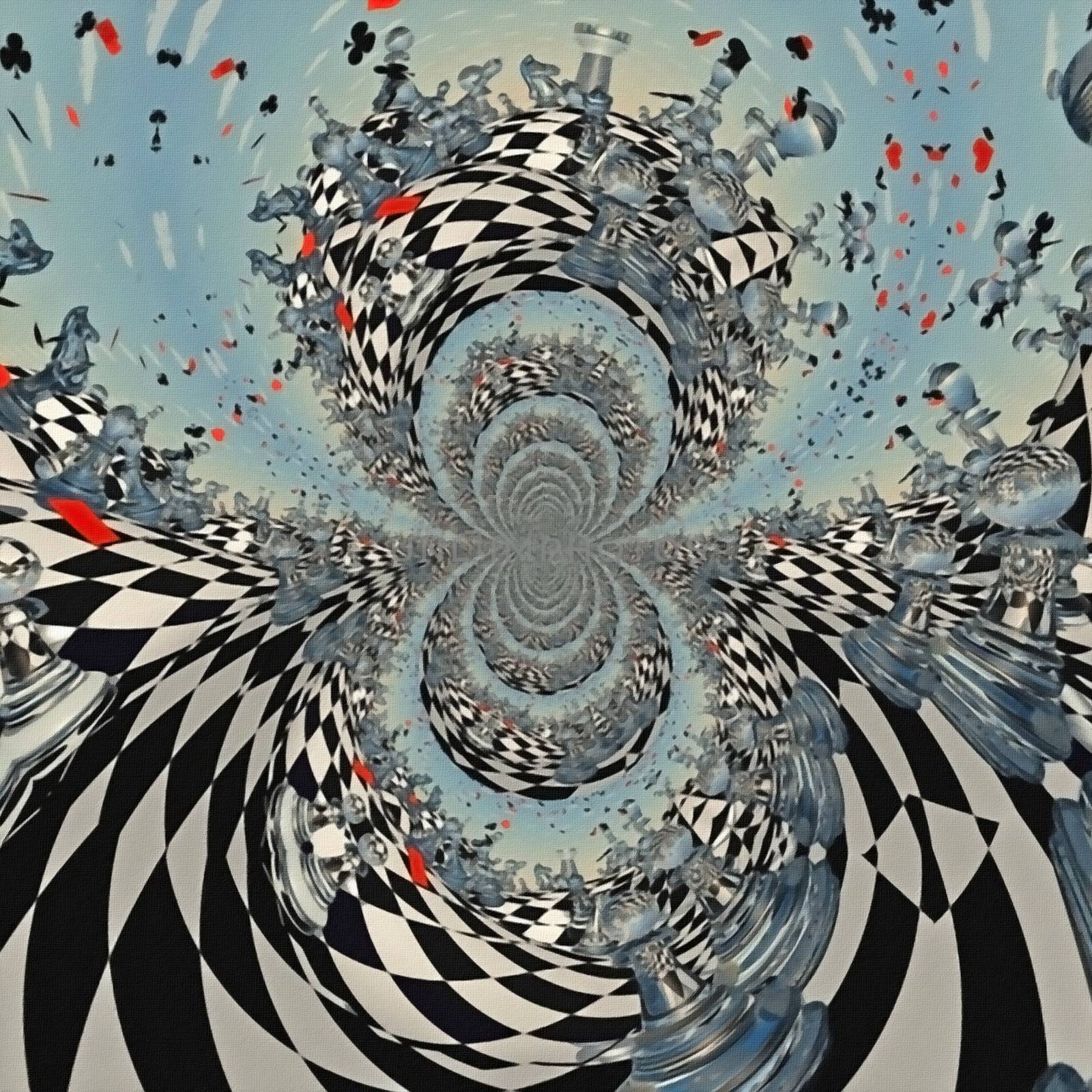 Chess illusion. Abstract modern fractal