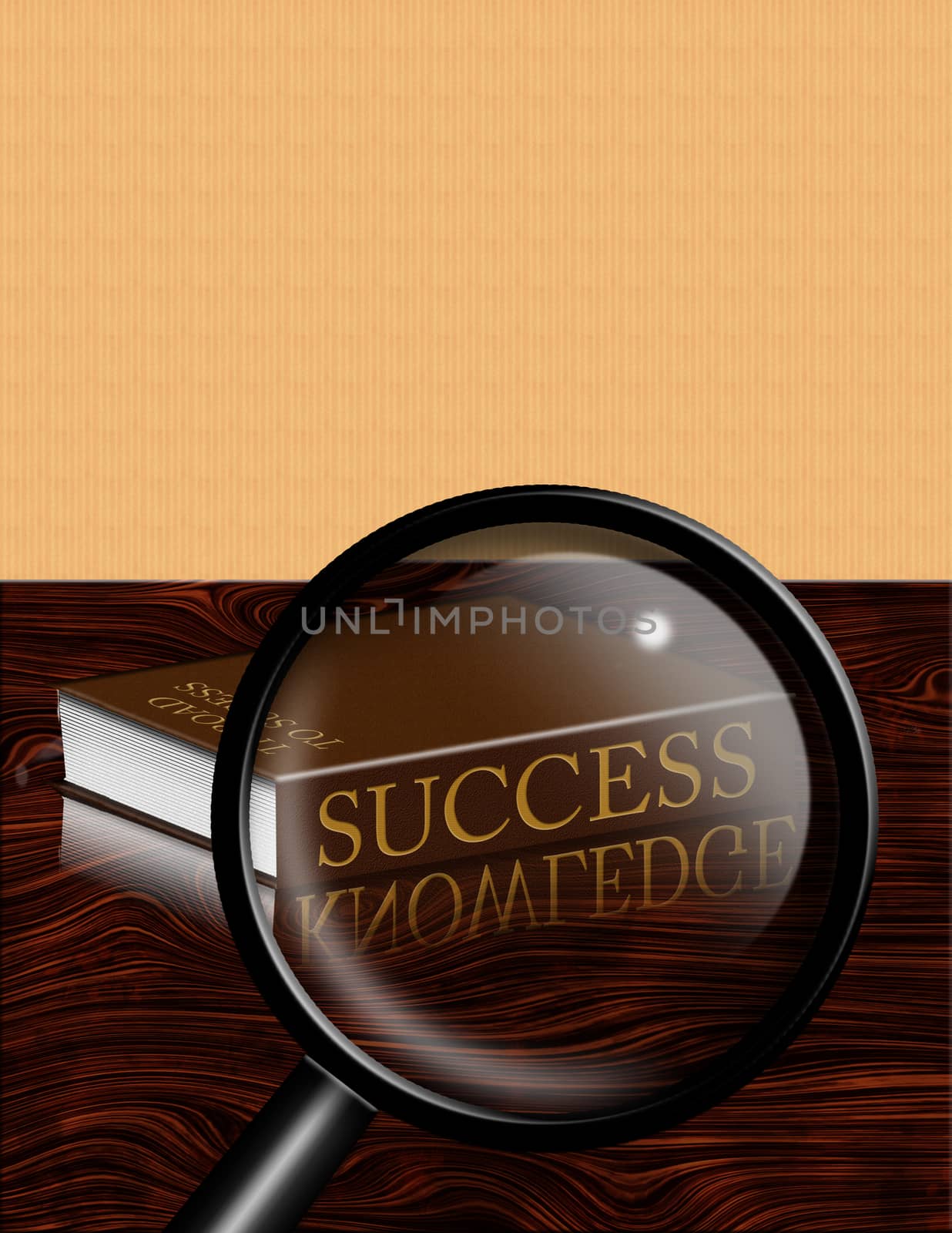 Success book and magnifying glass