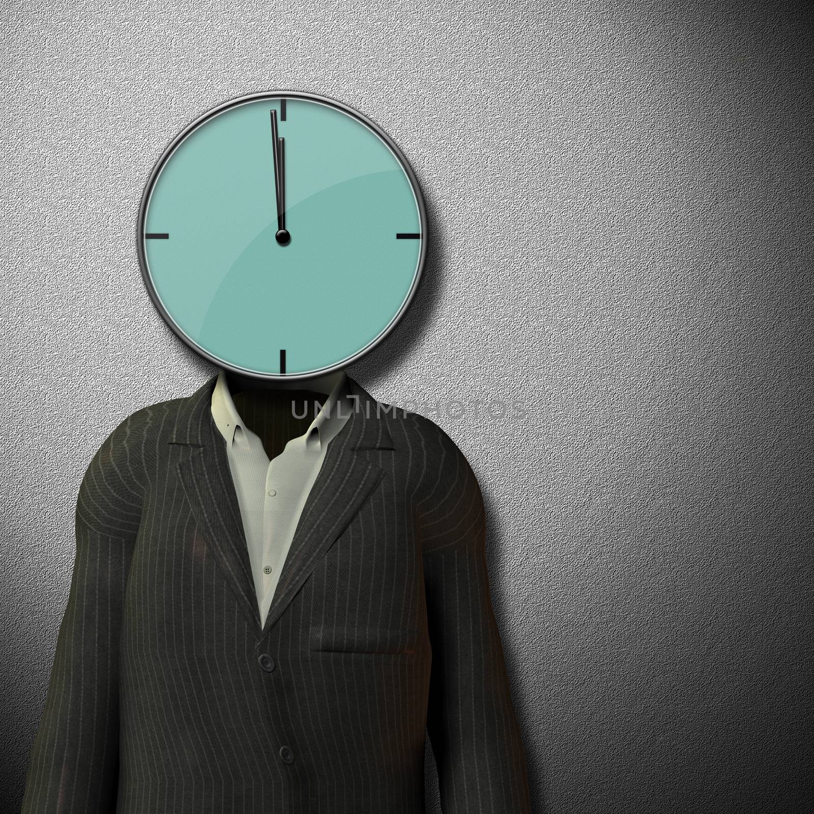 Clock face man in business suit