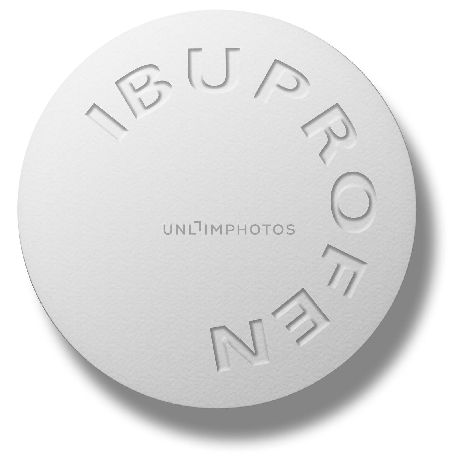 White round pill, tablet. 3D rendering