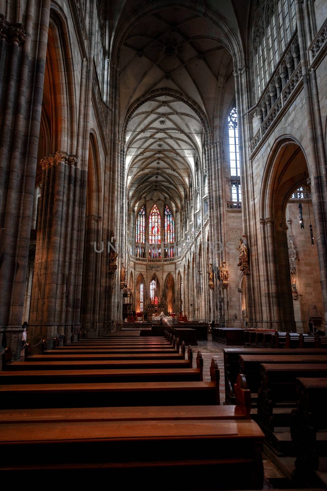 PRAGUE, CZECH REPUBLIC 2014 november 26: The Metropolitan Cathedral of Saints Vitus, Wenceslaus and Adalbert is the most important cathedral of the country