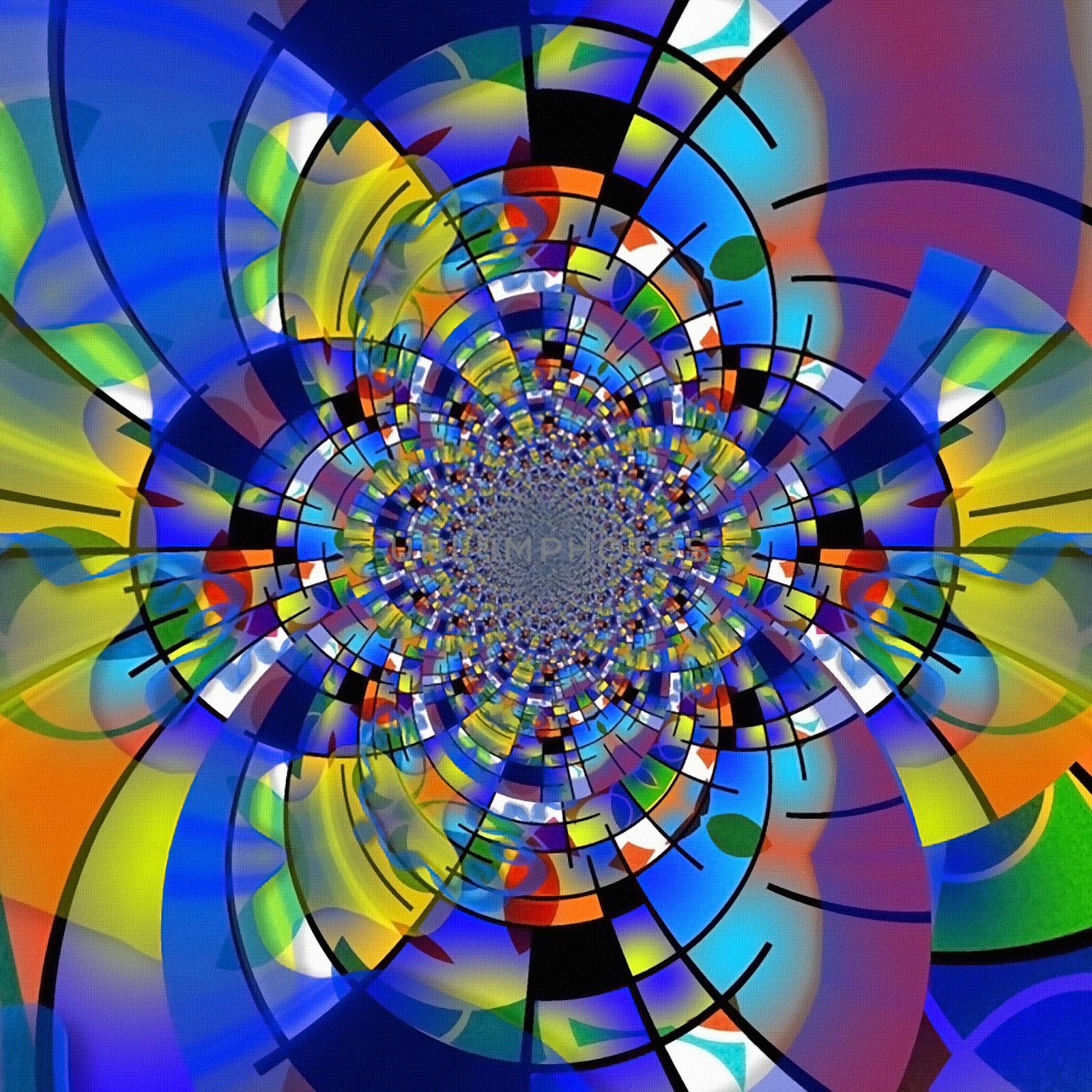 Colorful geometric fractal by applesstock