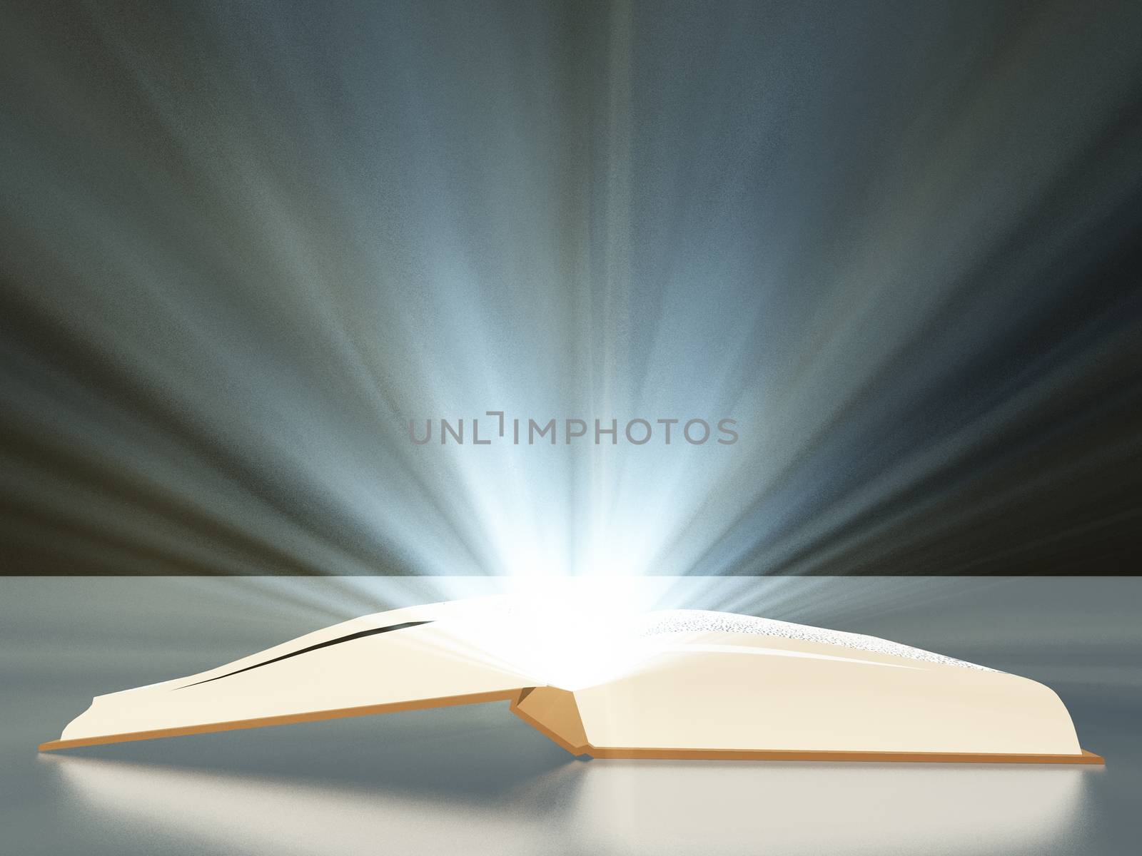 Book with light. 3D rendering