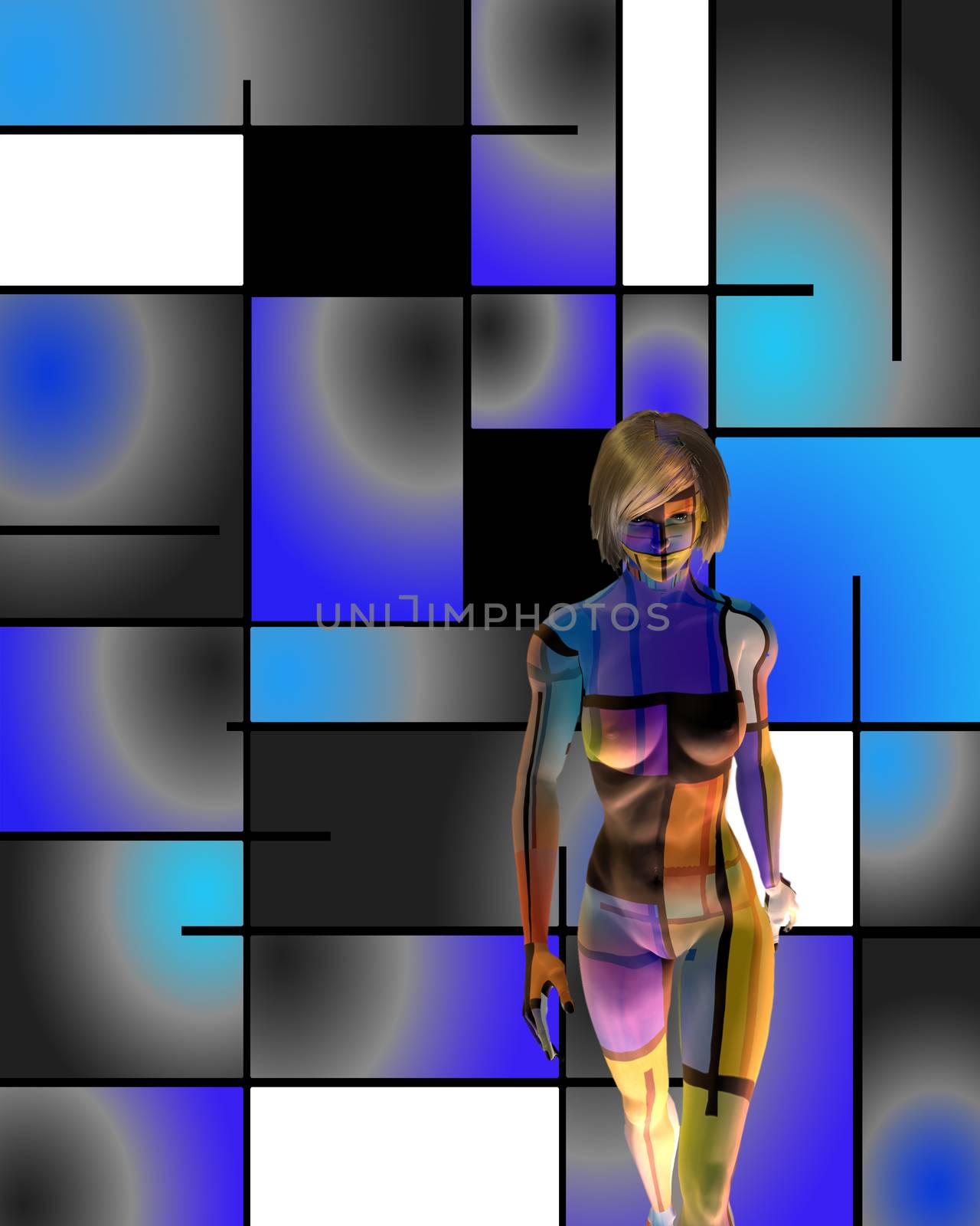3D woman's model in art space by applesstock