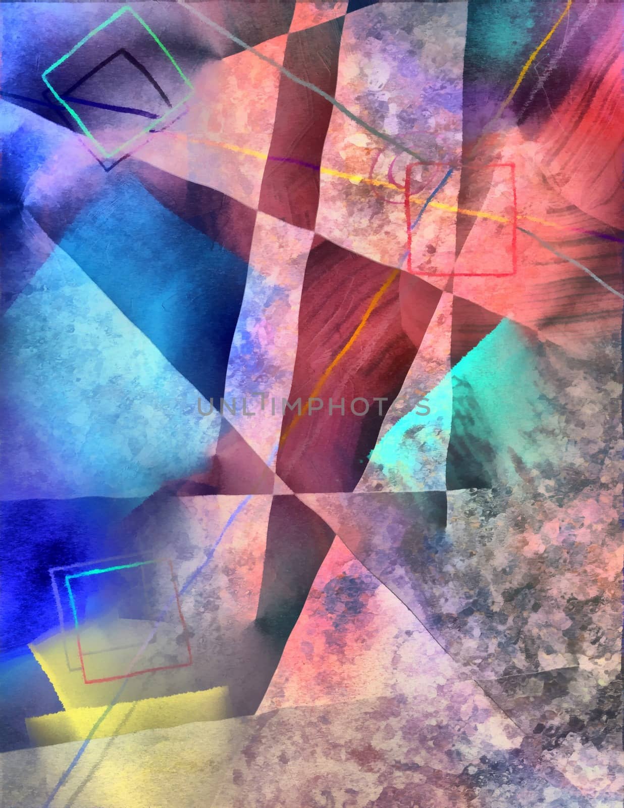 Modern Geometric Abstract Painting. 3D rendering
