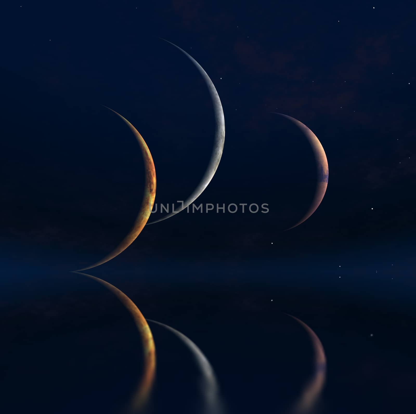 Three moons and Quiet Sea