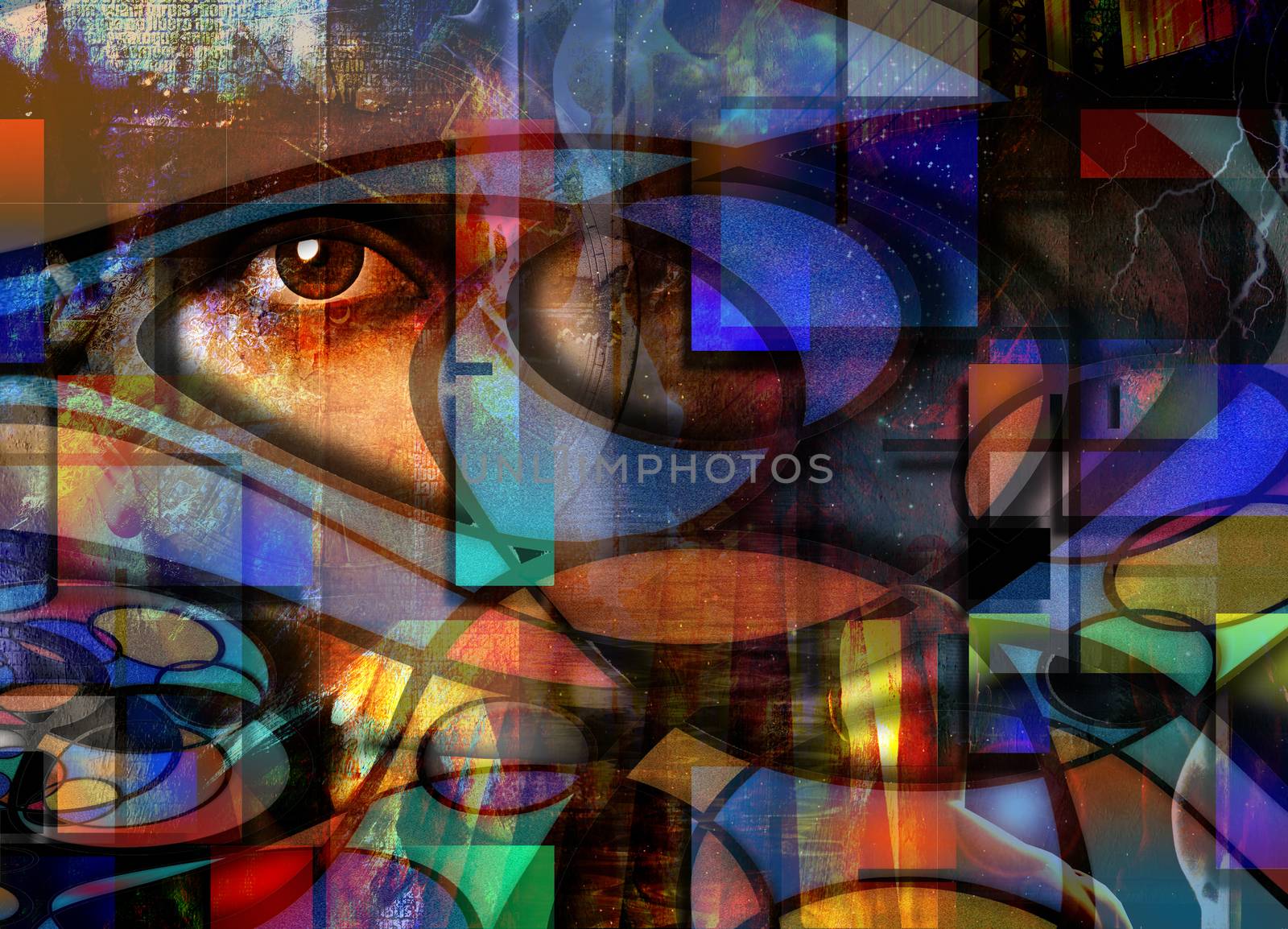 Eye Peers out from Abstract