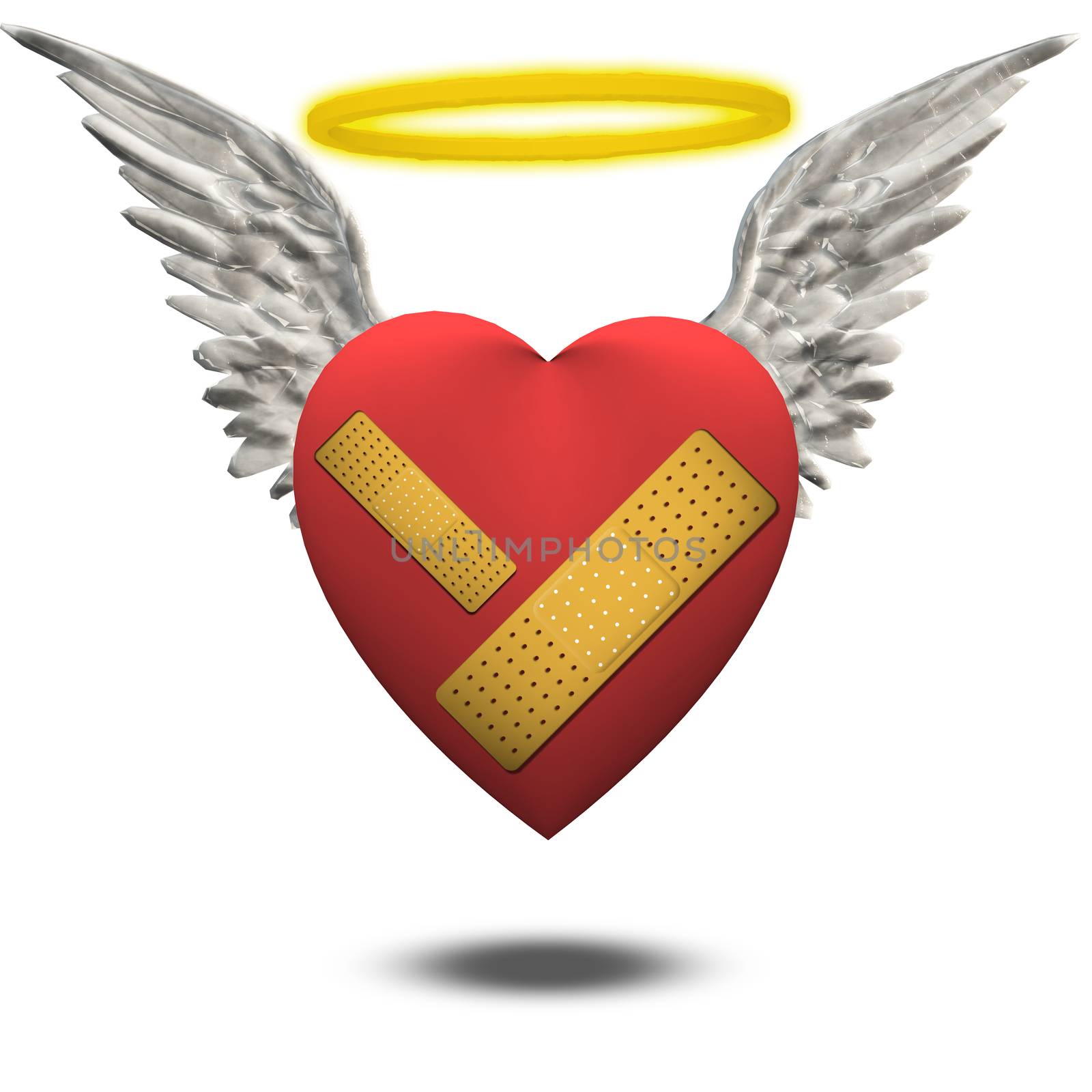 Wounded good heart with wings