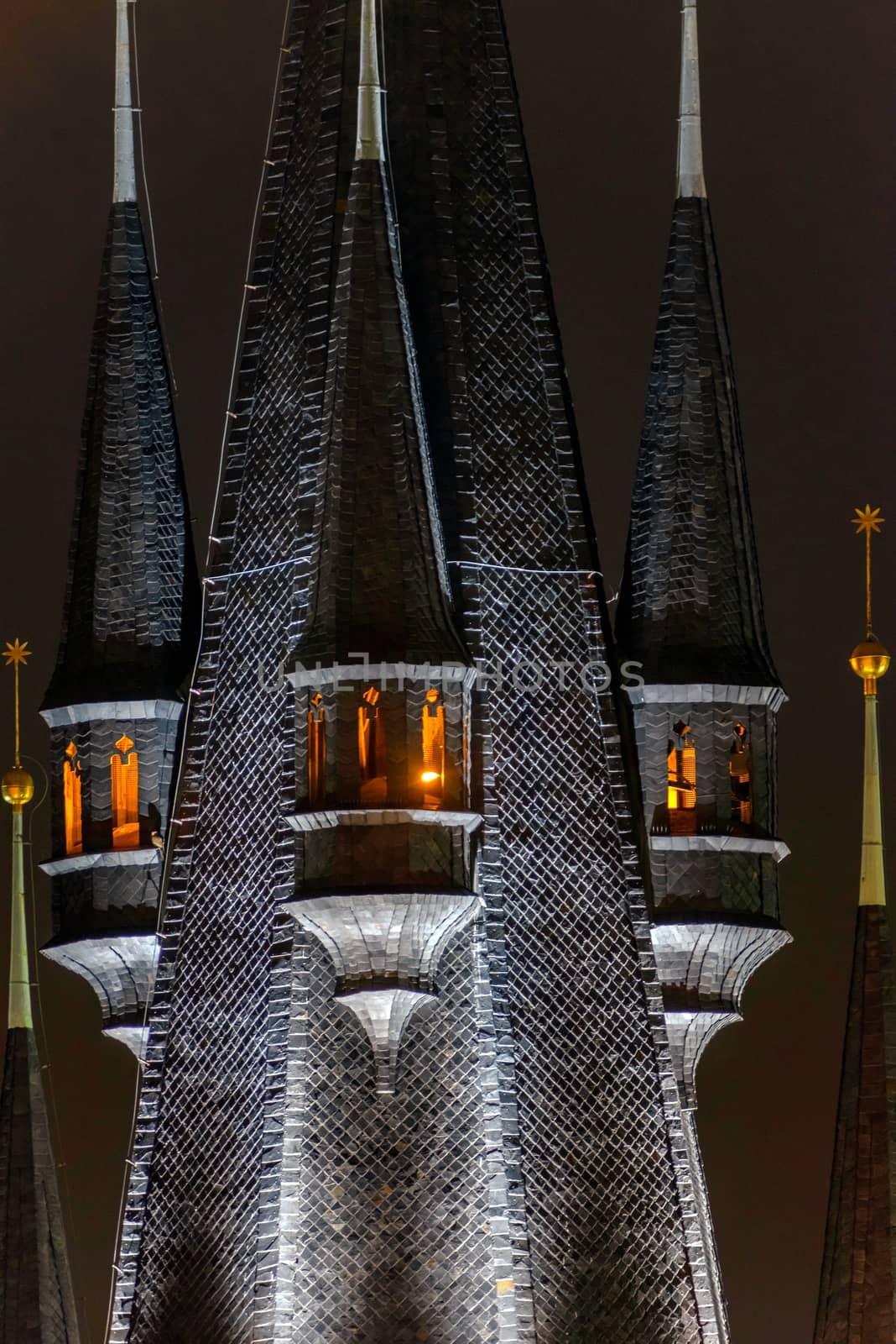 Part of some dark castle at night