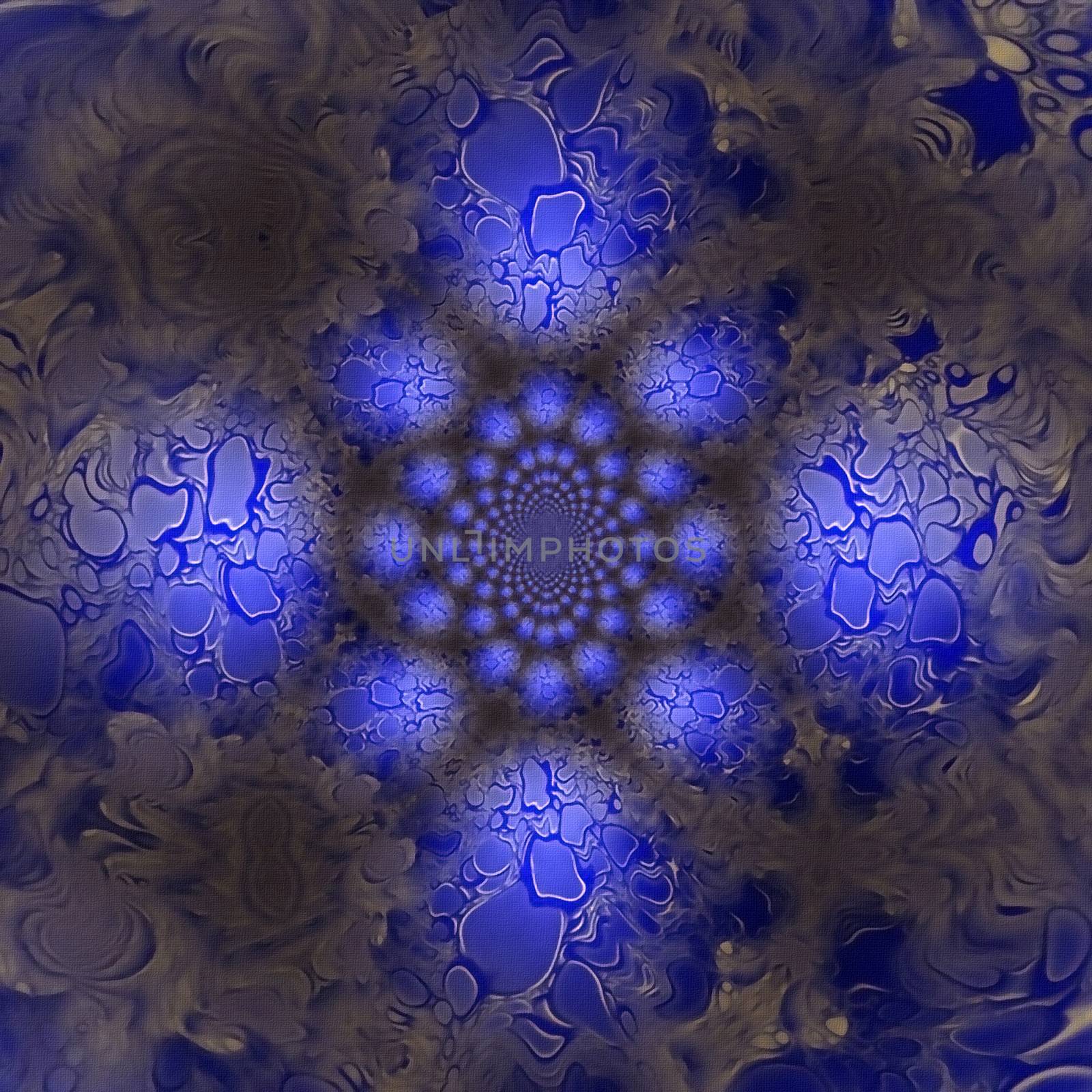 Abstract fractal in blue colors. 3D rendering
