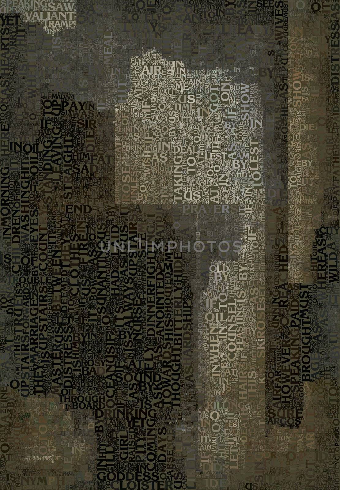 Abstract background. Words in sepia. 3D rendering