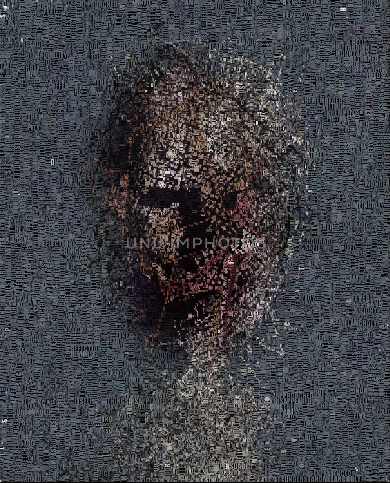 Ghost. Mask made of cubes and lines. 3D rendering