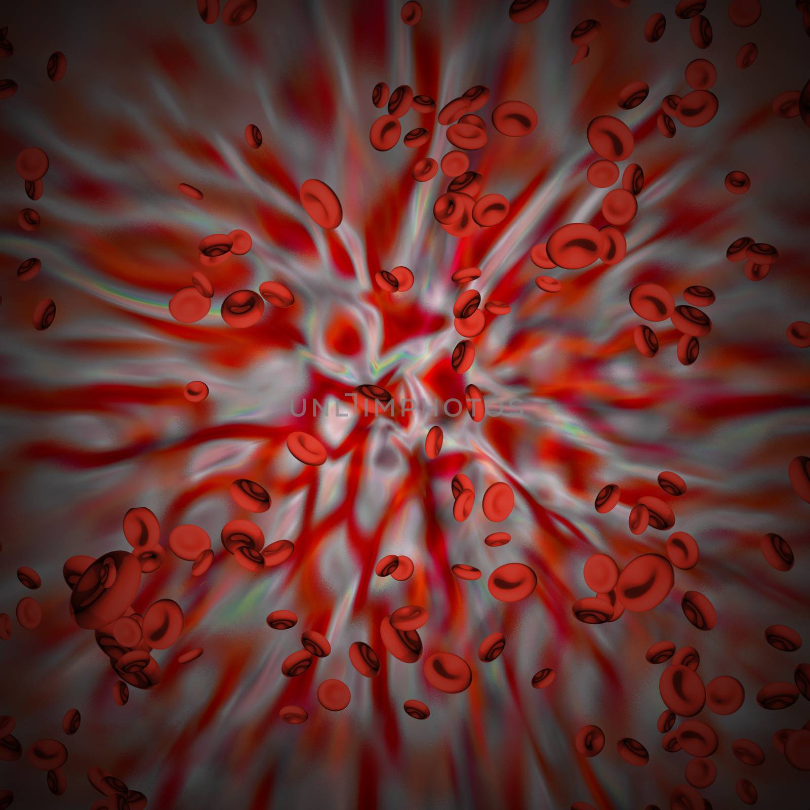 Red blood cells. 3D rendering