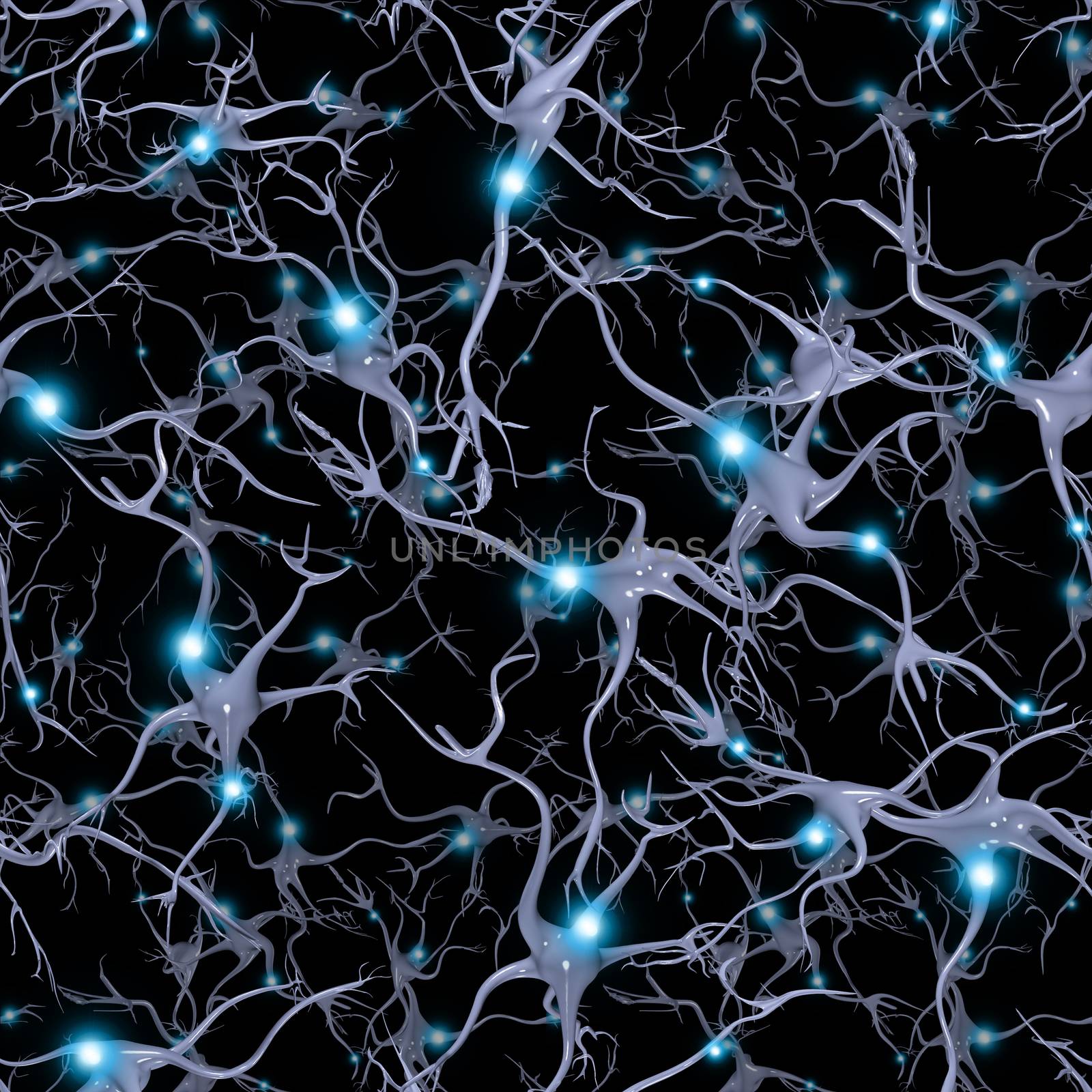 Seamlessly Repeatable Brain Cells Pattern. 3D rendering