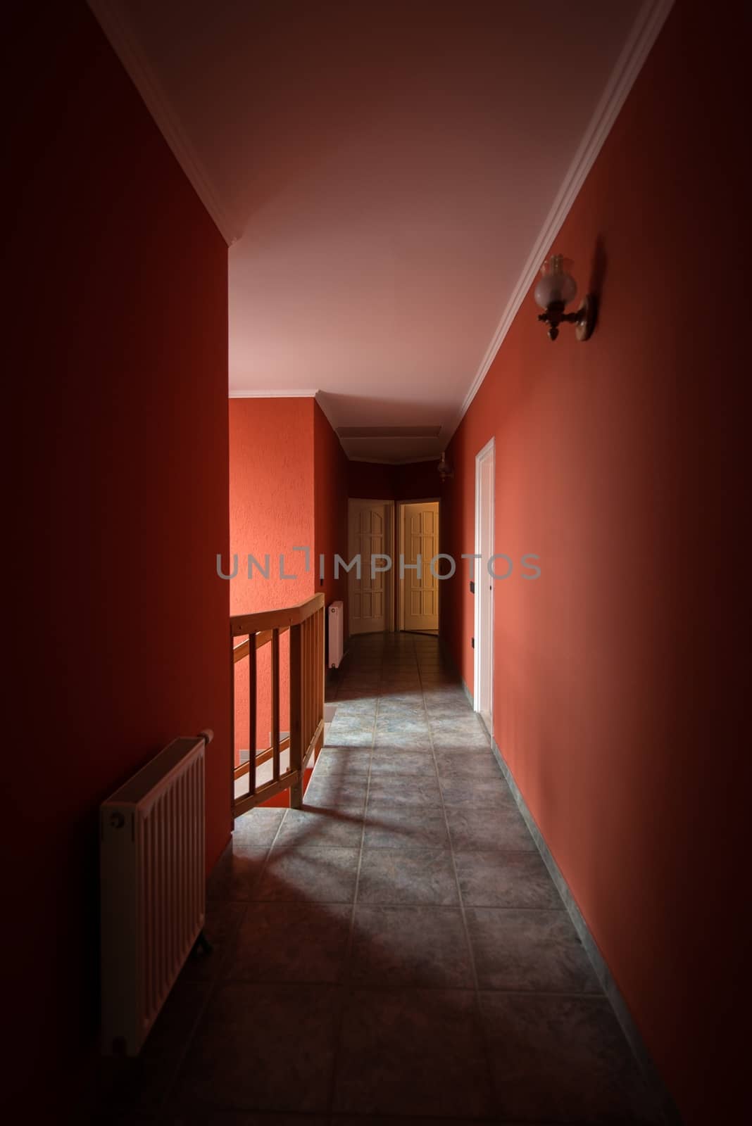 Modern hallway in house interior angle shot