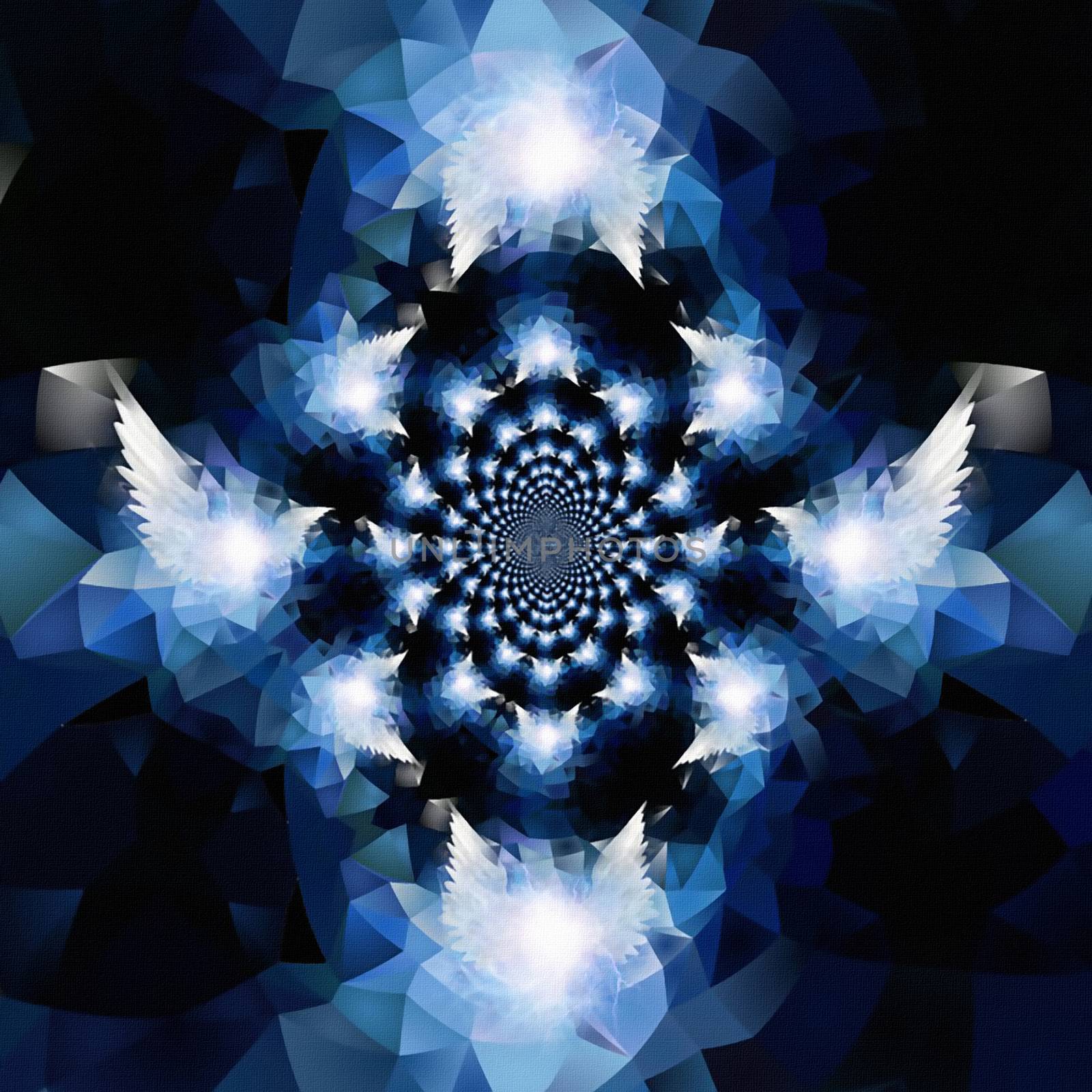 Anges wings. Mirrored fractal. 3D rendering