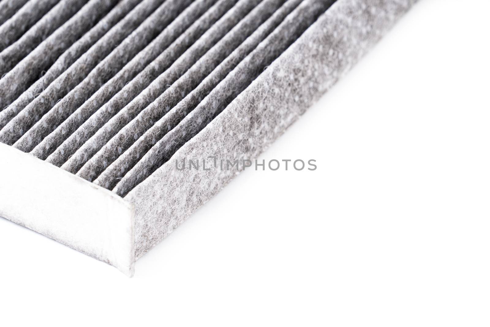 dirty car air conditioning filter isolated on white background