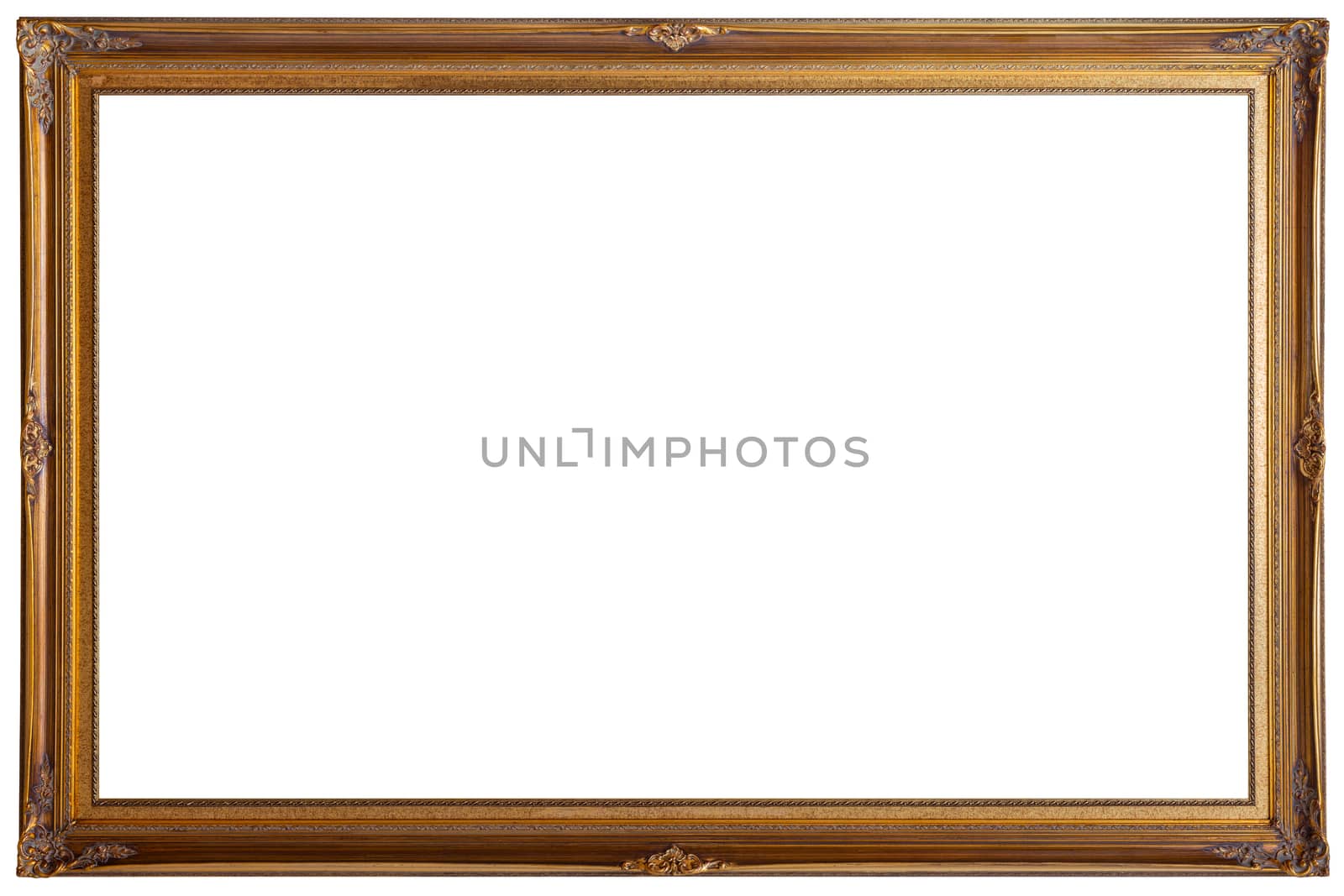 vintage wooden painting frame mockup isolated on white background.