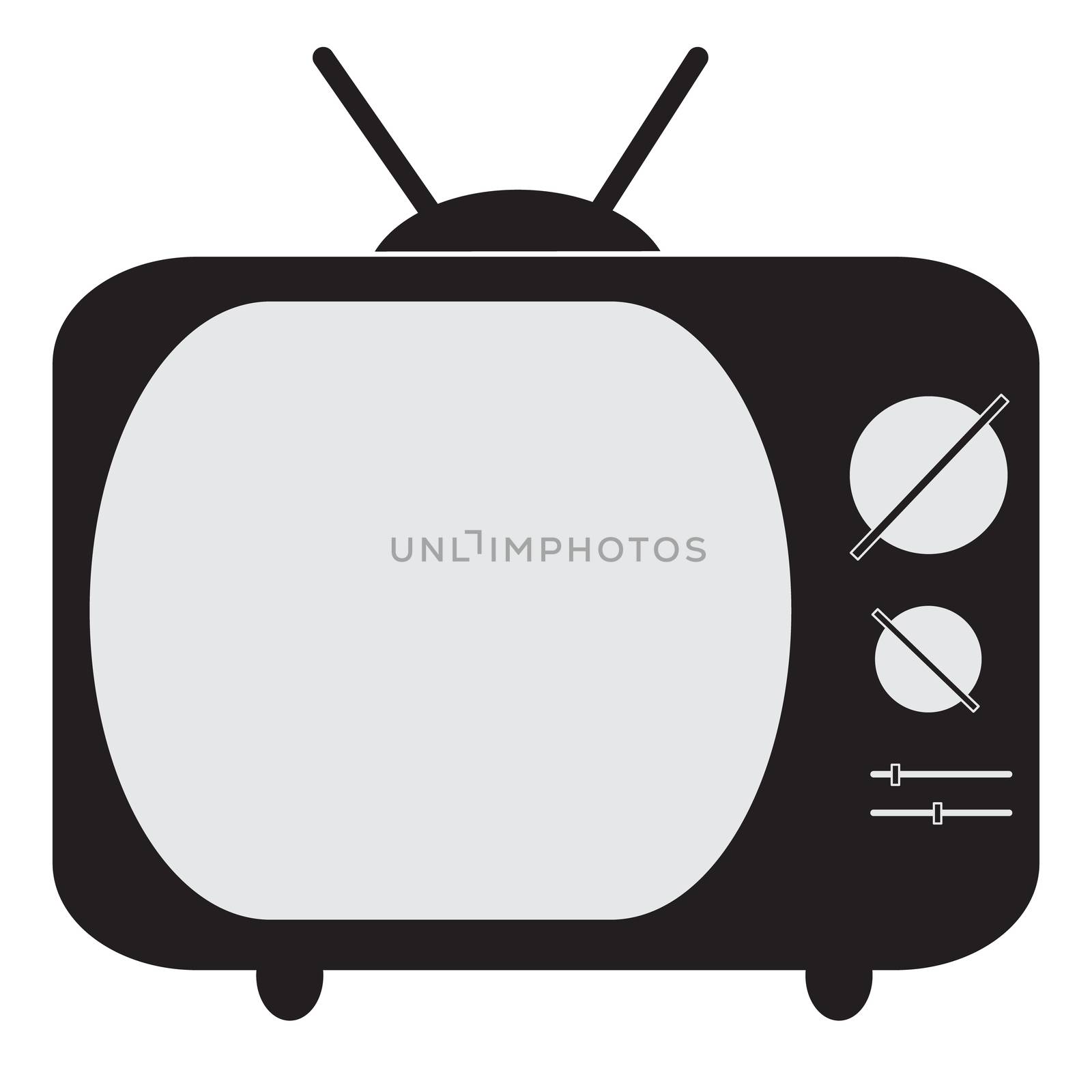Old TV (Television) icon on white background. flat style. Retro tv icon for your web site design, logo, app, UI. Television sign. Old TV symbol.