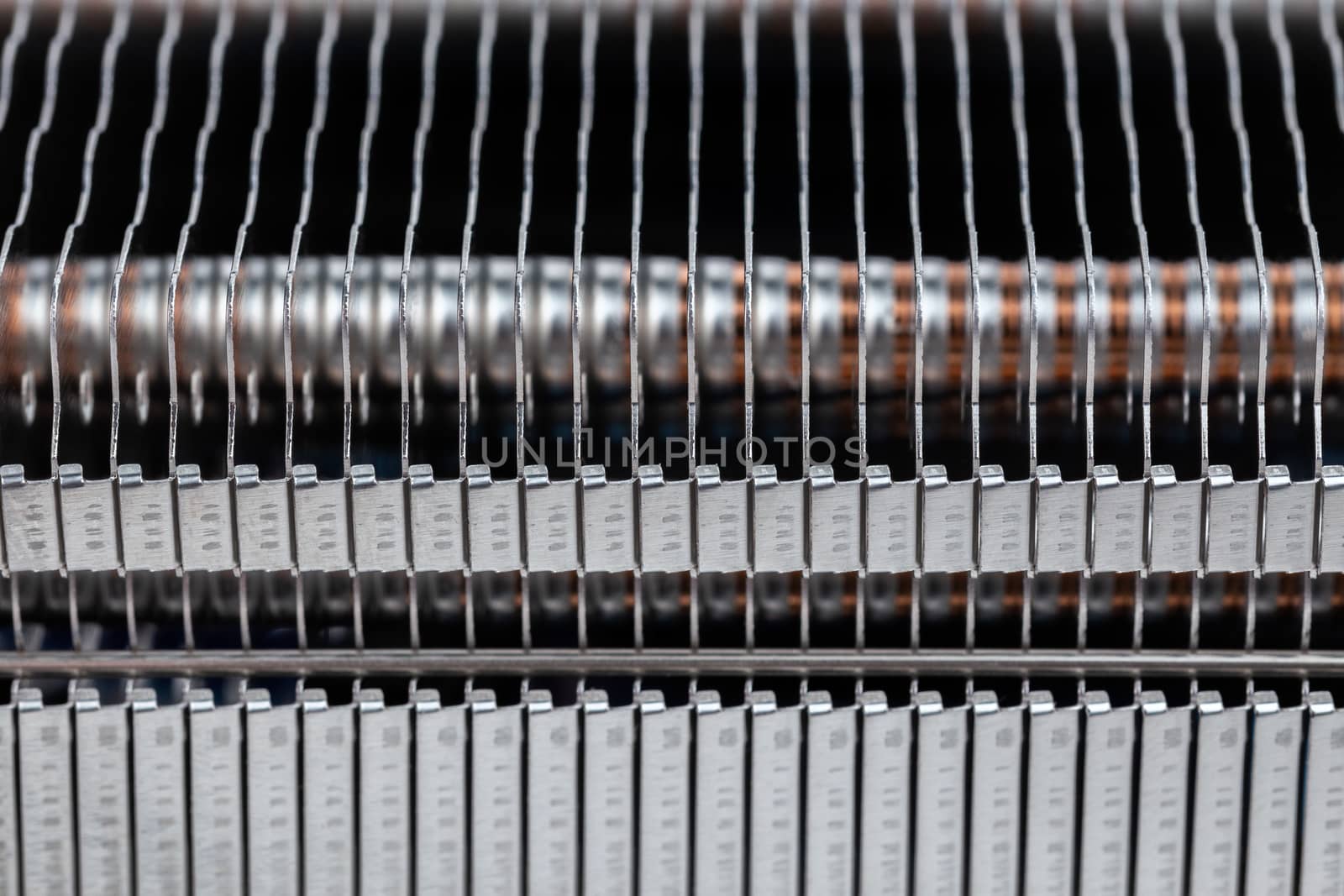 modern heat radiator closeup macro background with selective focus and blur
