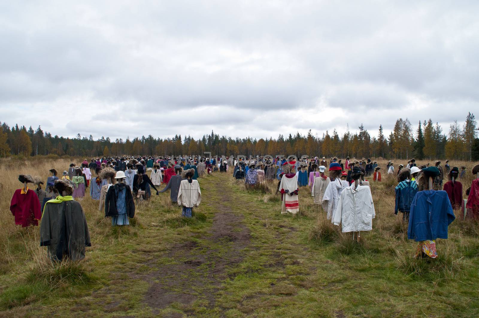 Art in a field in the region of Kainuu, Finland