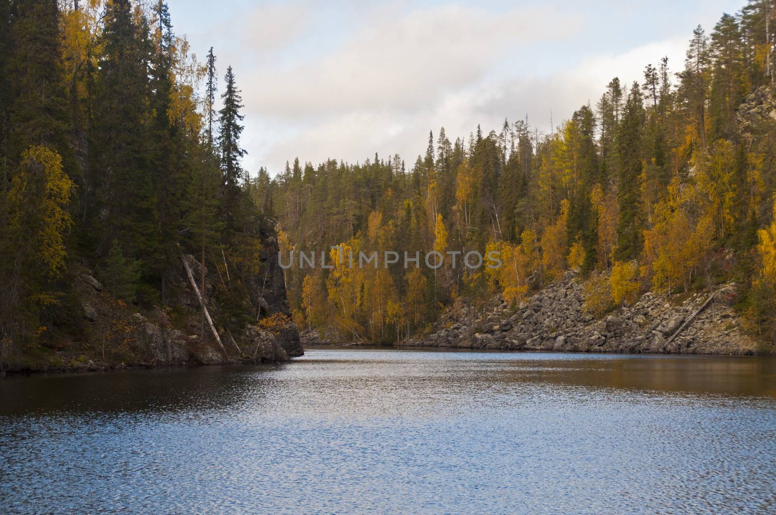 River in a small canyon in a national park in East-Finland