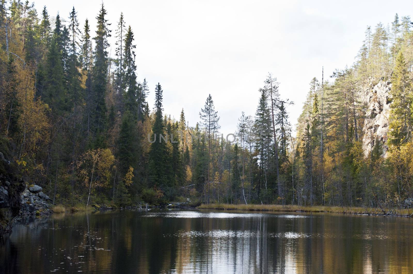 River in a small canyon in a national park in East-Finland