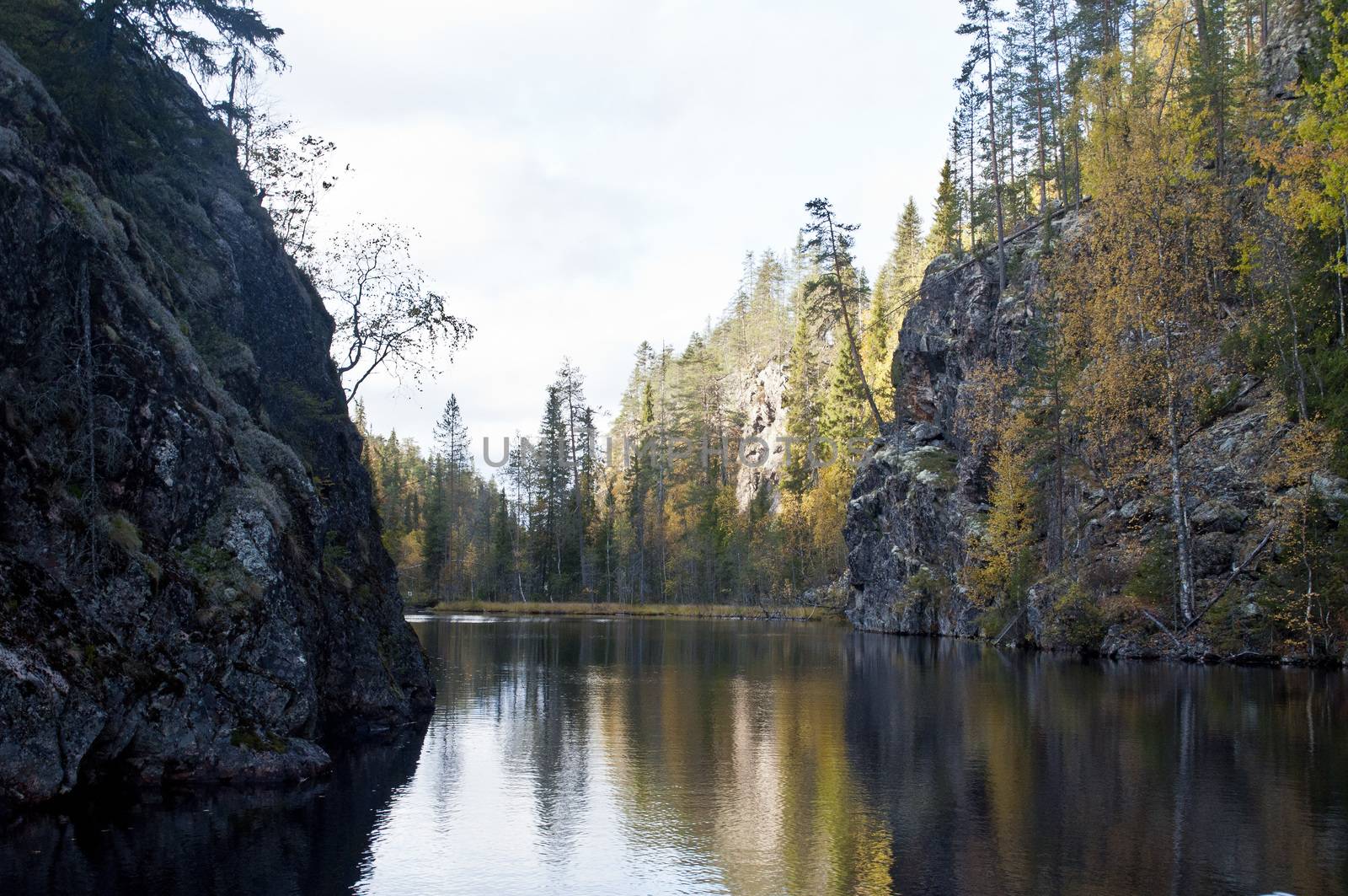 River in a small canyon in a national park in East-Finland