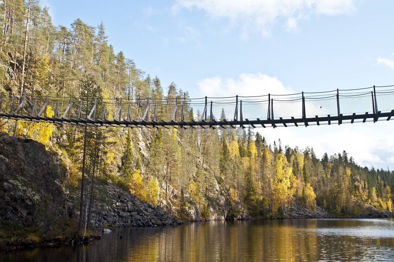 Bridge in a small canyon in a national park in East-Finland