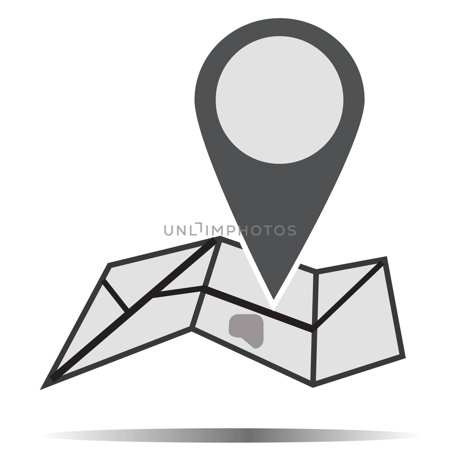 Pin on map sign. map icon on white background. map pin symbol.