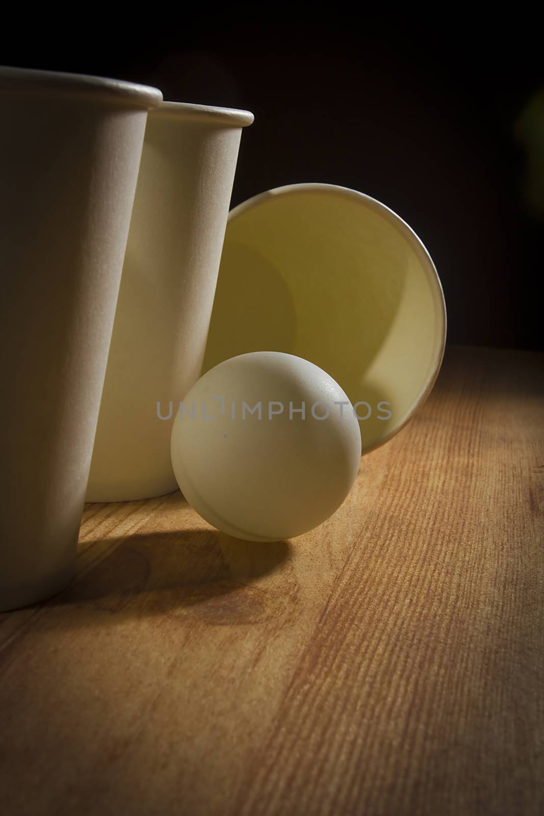 Disposable cups and ping pong ball by VIPDesignUSA