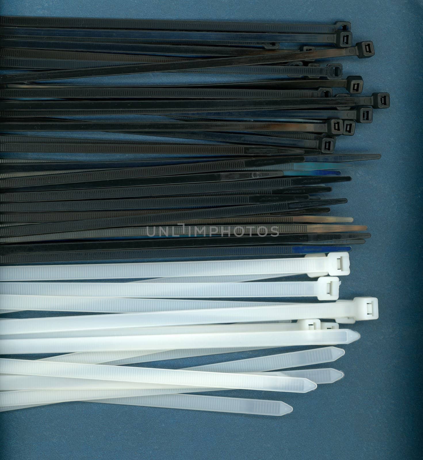 black and white electric cable ties (aka hose tie or zip tie)