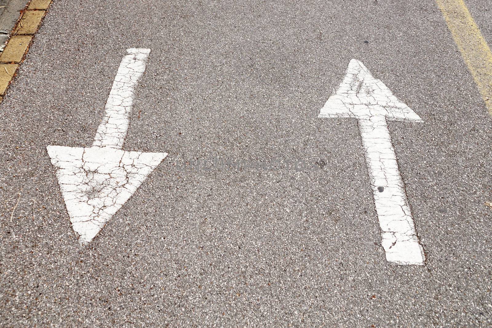 bicycle lane markings - two-way traffic close up by Annado