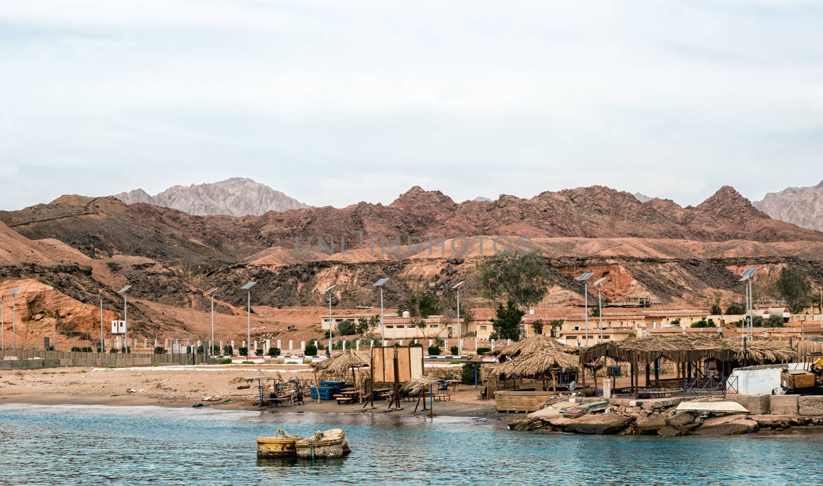 slums fishing village without people on the shores of the Red Sea in Egypt